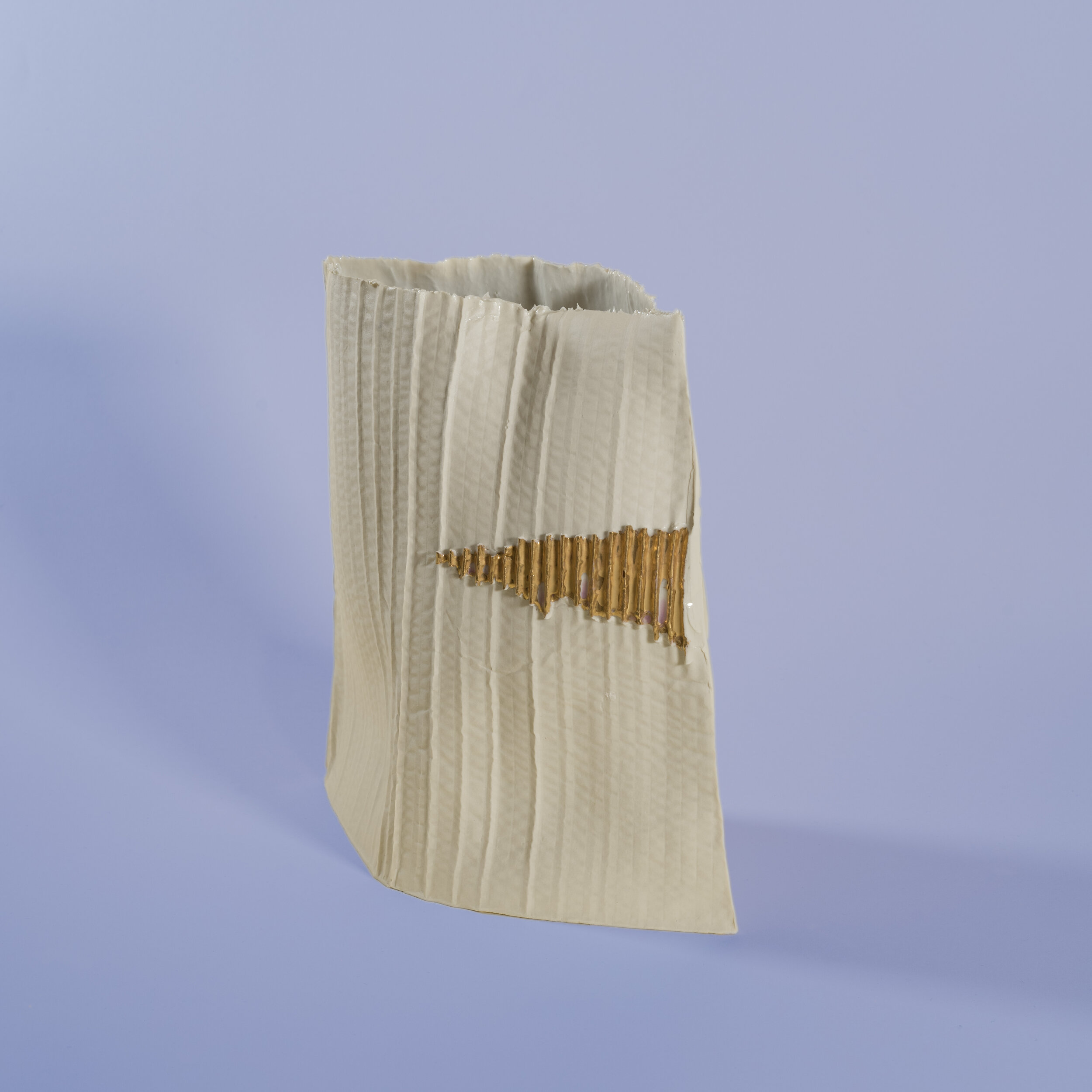 Vase, porcelain paperclay and gold luster