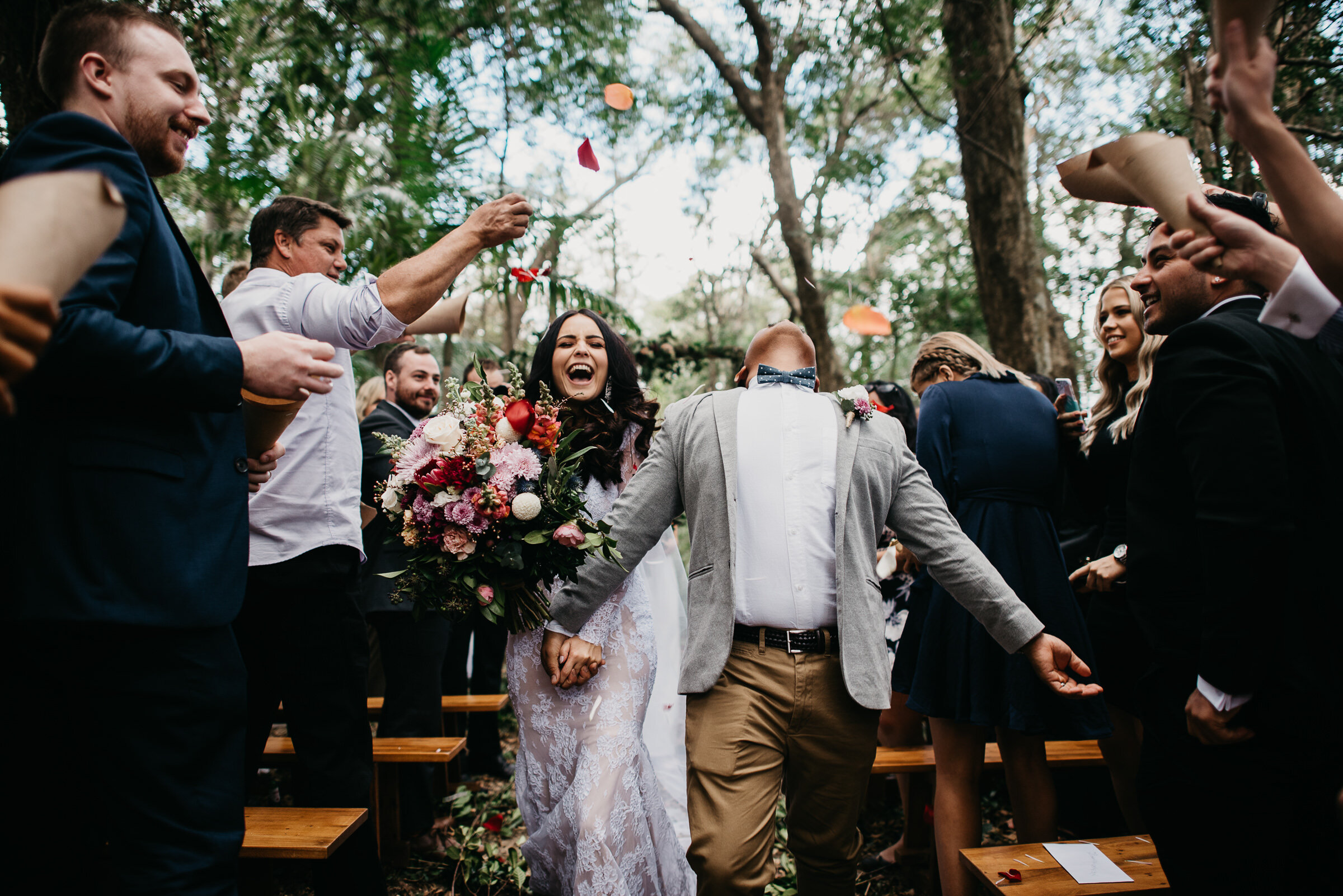 epic petal confetti wedding photo - Trent and Jessie photography and videography 