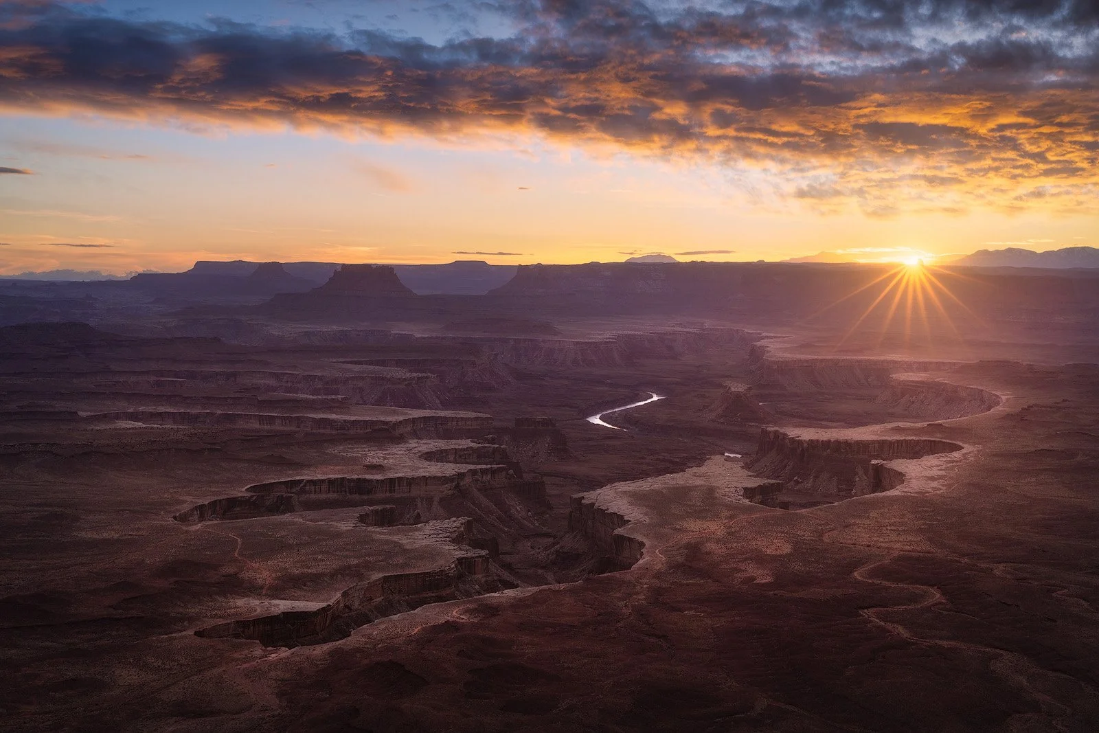 Green River Sunrise – Winding River Illuminated by Last Light Over Layered Canyonlands.jpg