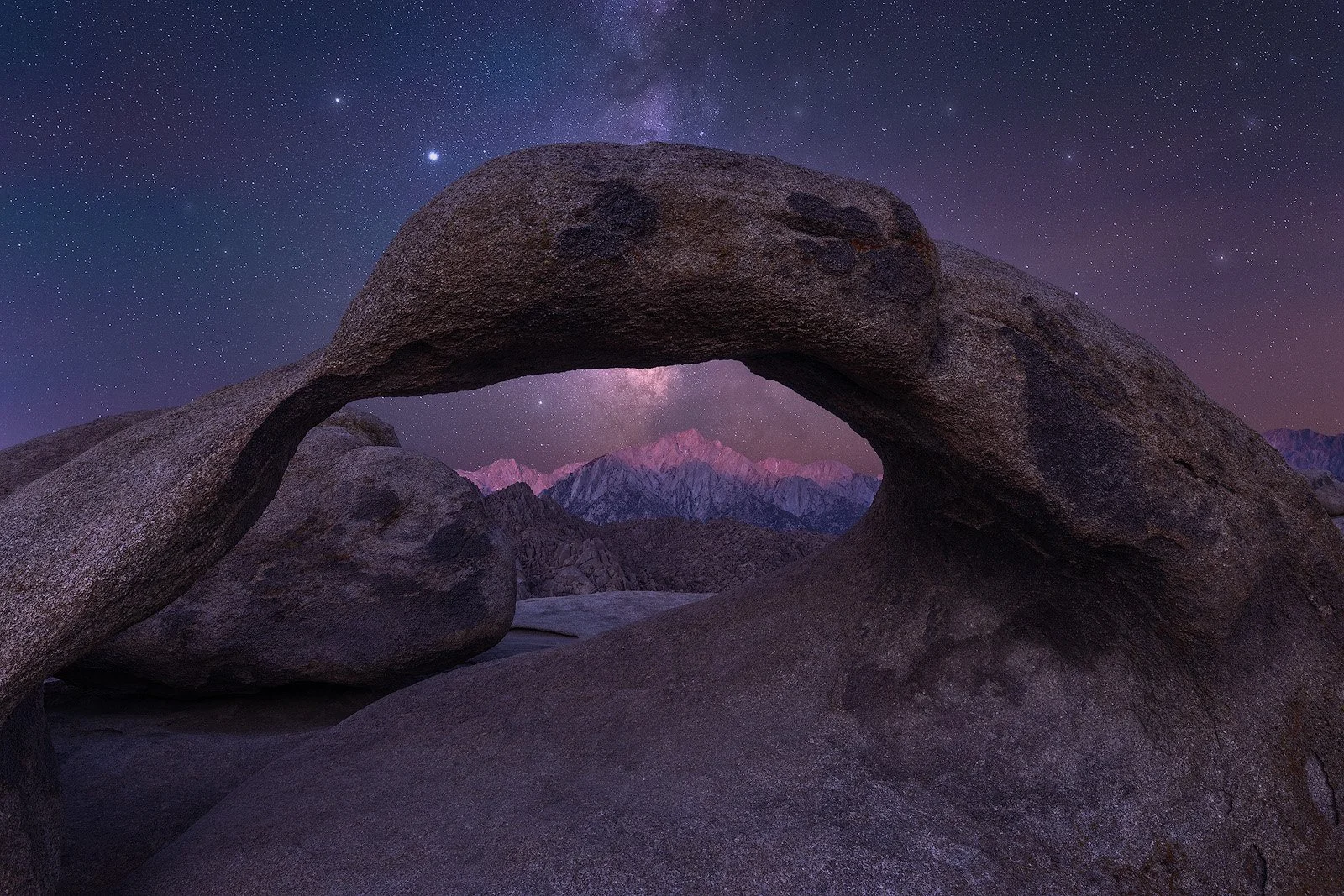 Alabama Hills Milky Way with Mobius Arch and Sierra Nevada Mountains