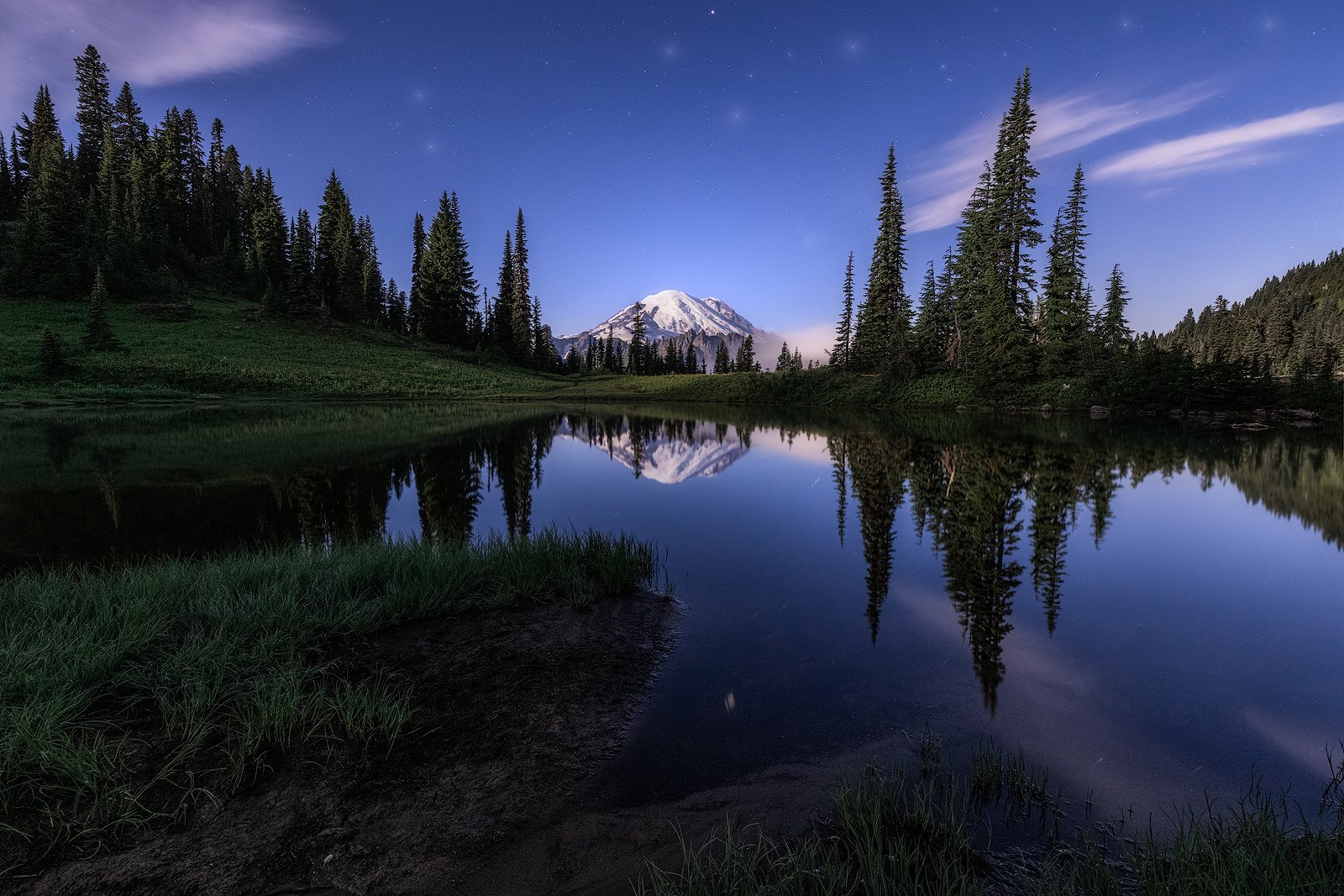Mount Rainier Reflected in Tipsoo Lake Under Twilight Sky.jpg