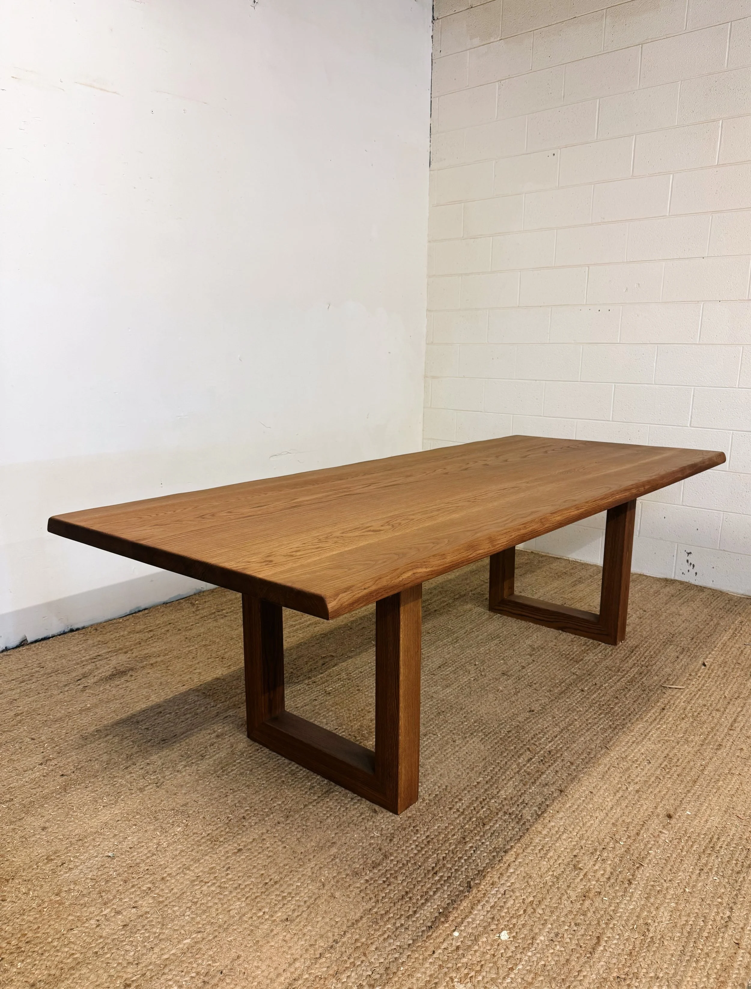 Live edge white oak table w/special walnut stain
