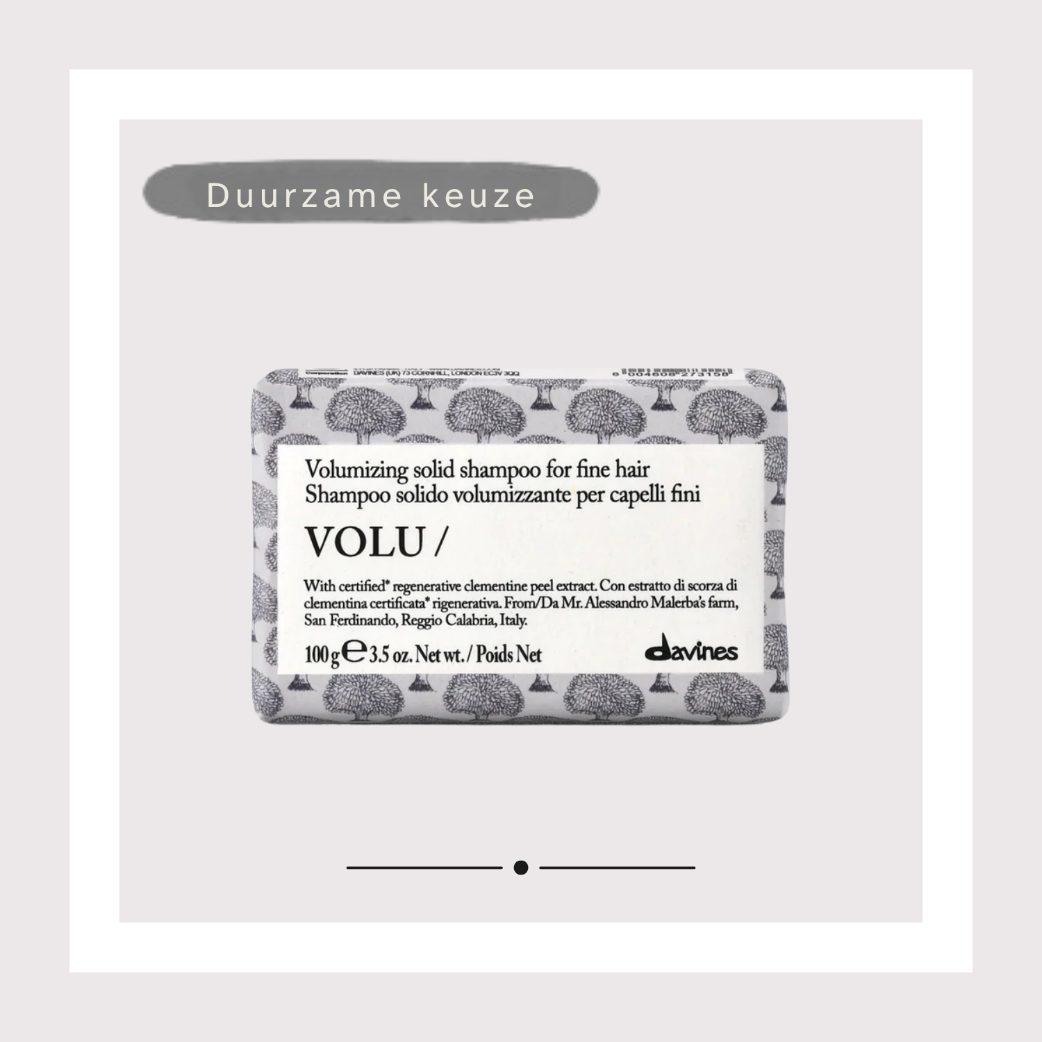 Davines - Essential Haircare - VOLU Shampoo bar - volumeversterkende shampoo voor fijn haar