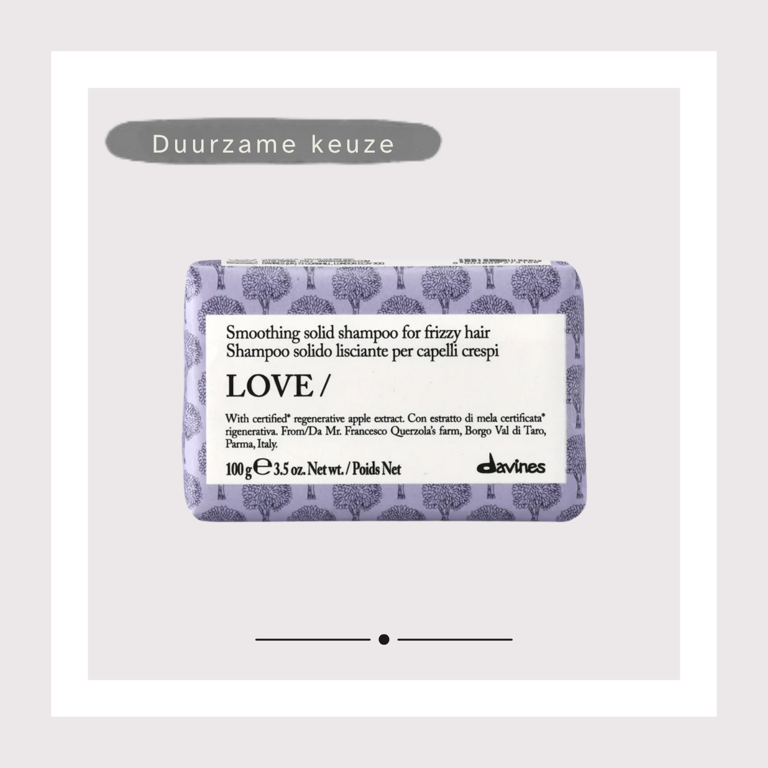 Davines - Essential Haircare - LOVE Smoothing Shampoo Bar - gladmakend voor pluizig haar