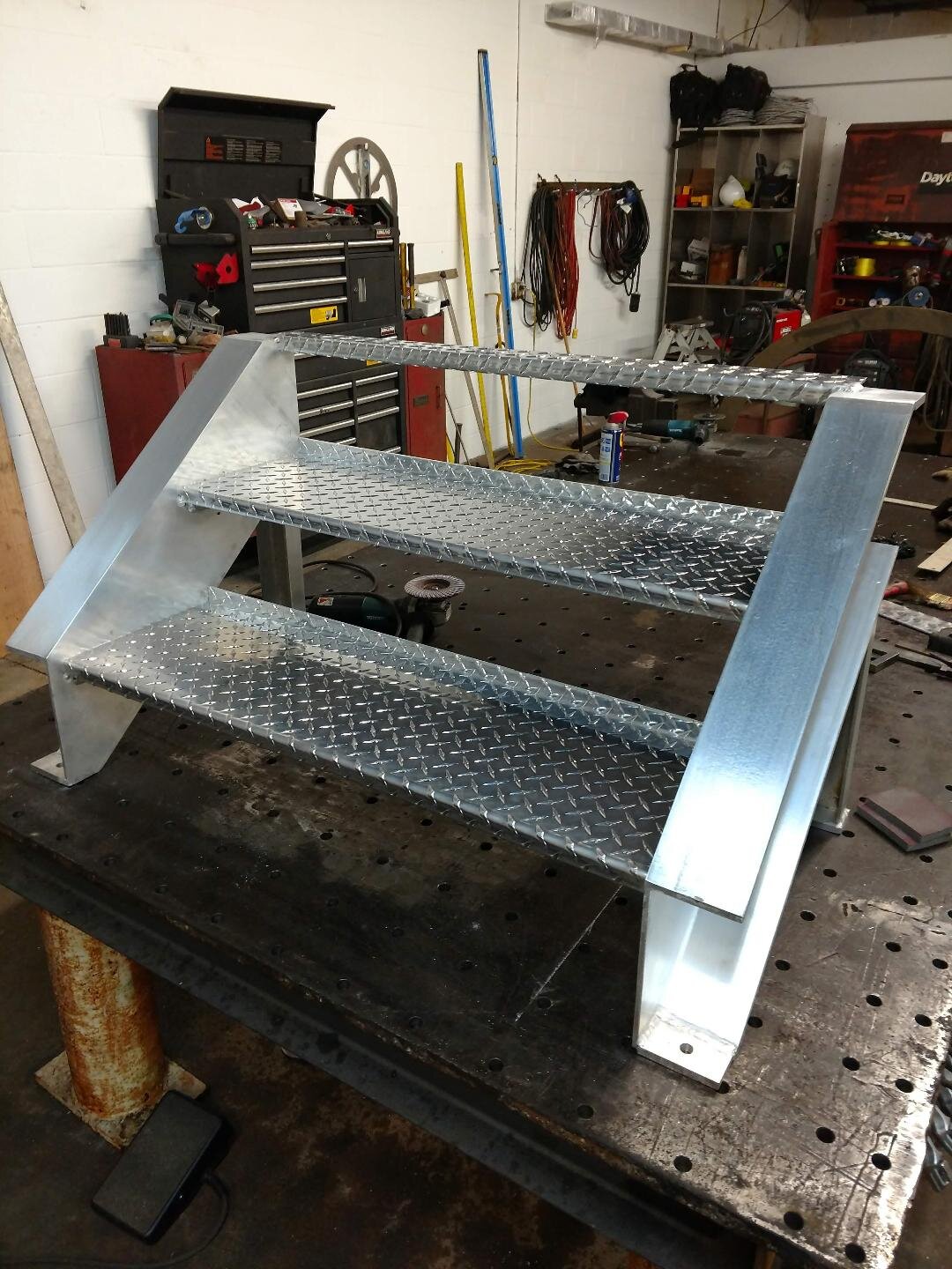 Metal workshop with steel staircase