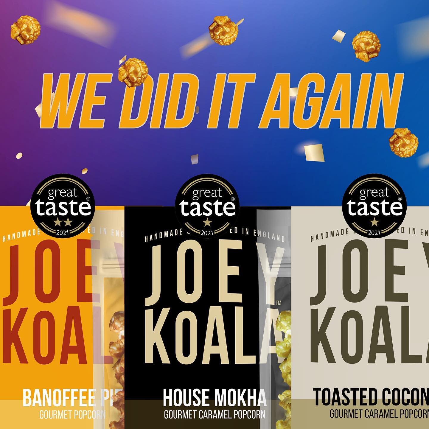 ⭐️⭐️WE DID IT AGAIN⭐️⭐️ We&rsquo;re proud to announce that our gourmet popcorns have won another 3 Great taste awards 🏅🏅 DELICIOUS AS EVER 🏅🏅
