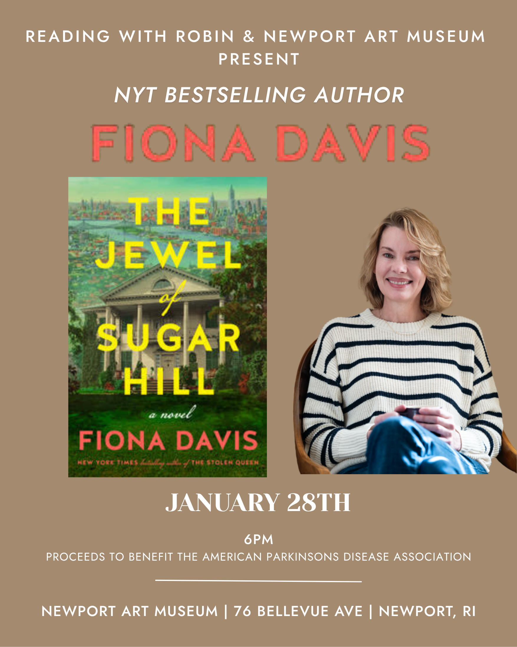 RWR and Newport Art Museum Present NY Times Bestselling author, Fiona Davis and The Jewel Of Sugar Hill