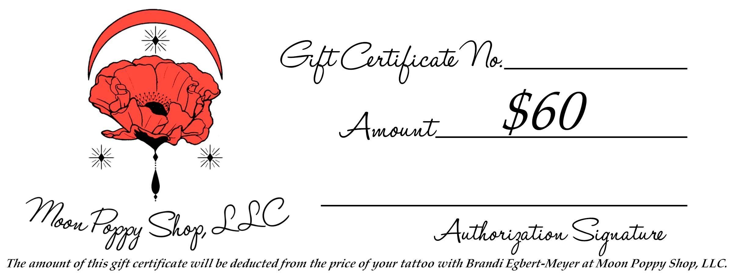 Customize this Watercolor Mystic Tattoo Gift Certificate design for free
