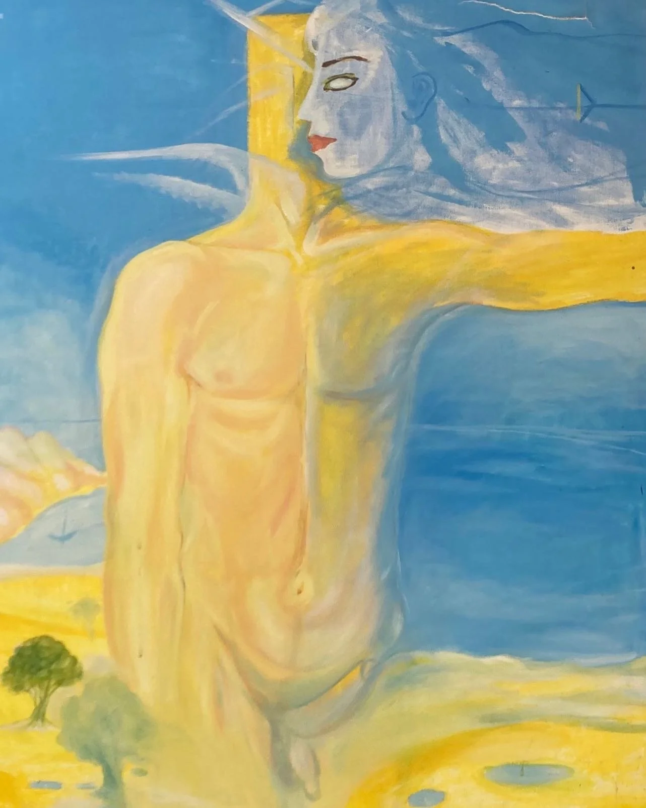 #Svenska #flagga en olje m&aring;lning fr&aring;n slutet av 90 talet. 120 x70 Jag undrar om jag ska g&ouml;ra den f&auml;rdig