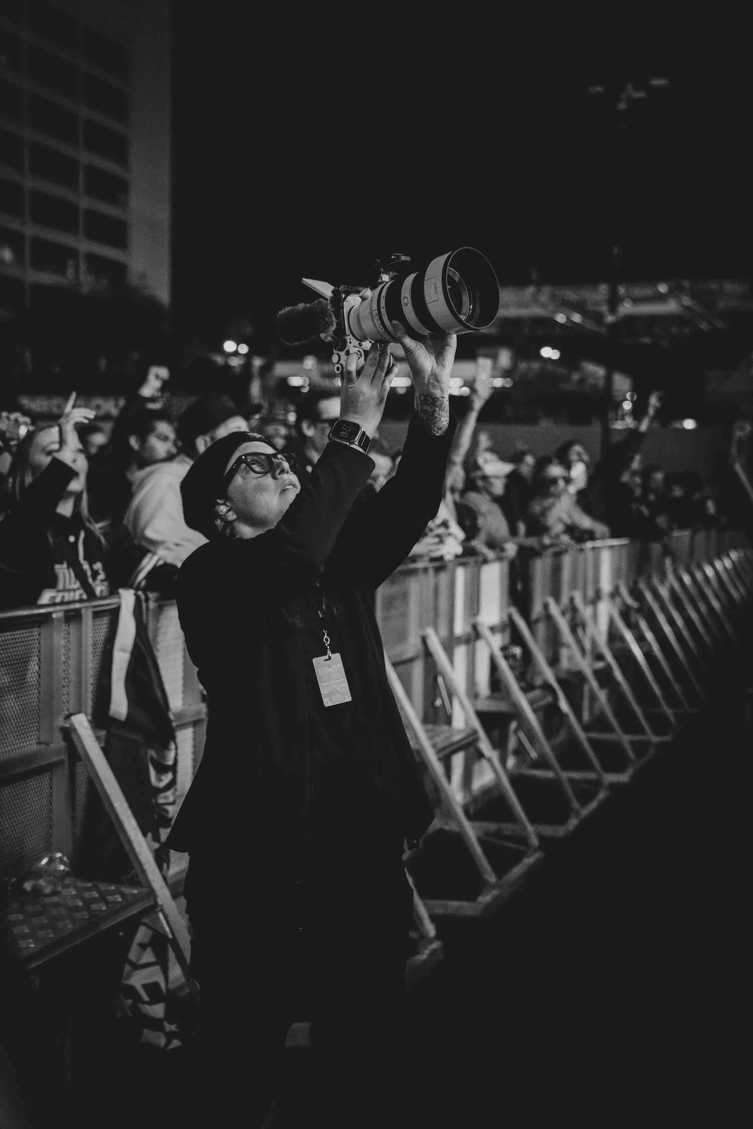 Bailey in the pit taking photos at Neon City Festival