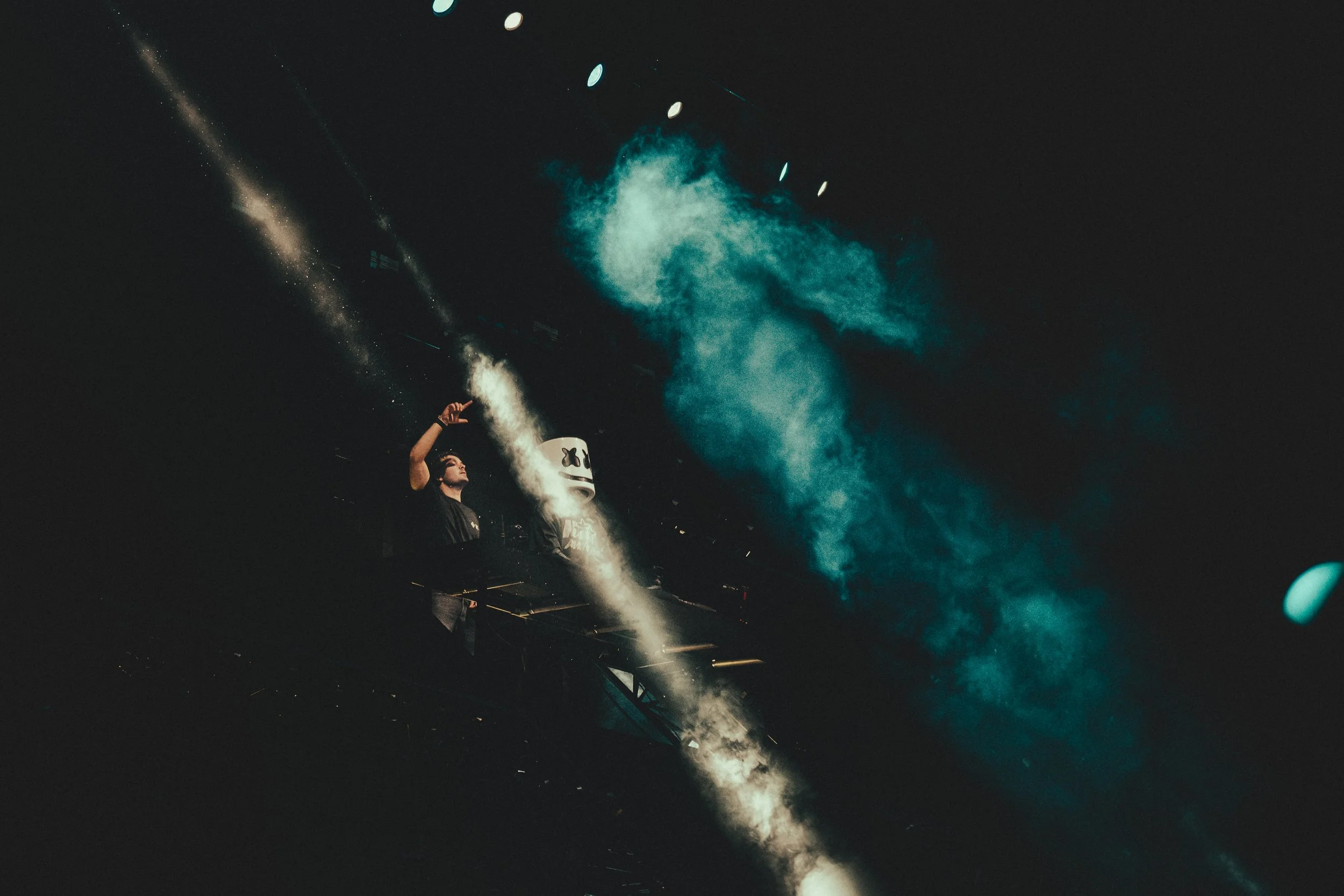 Martin Garrix and Marshmello vibing at Red Rocks Amphitheatere