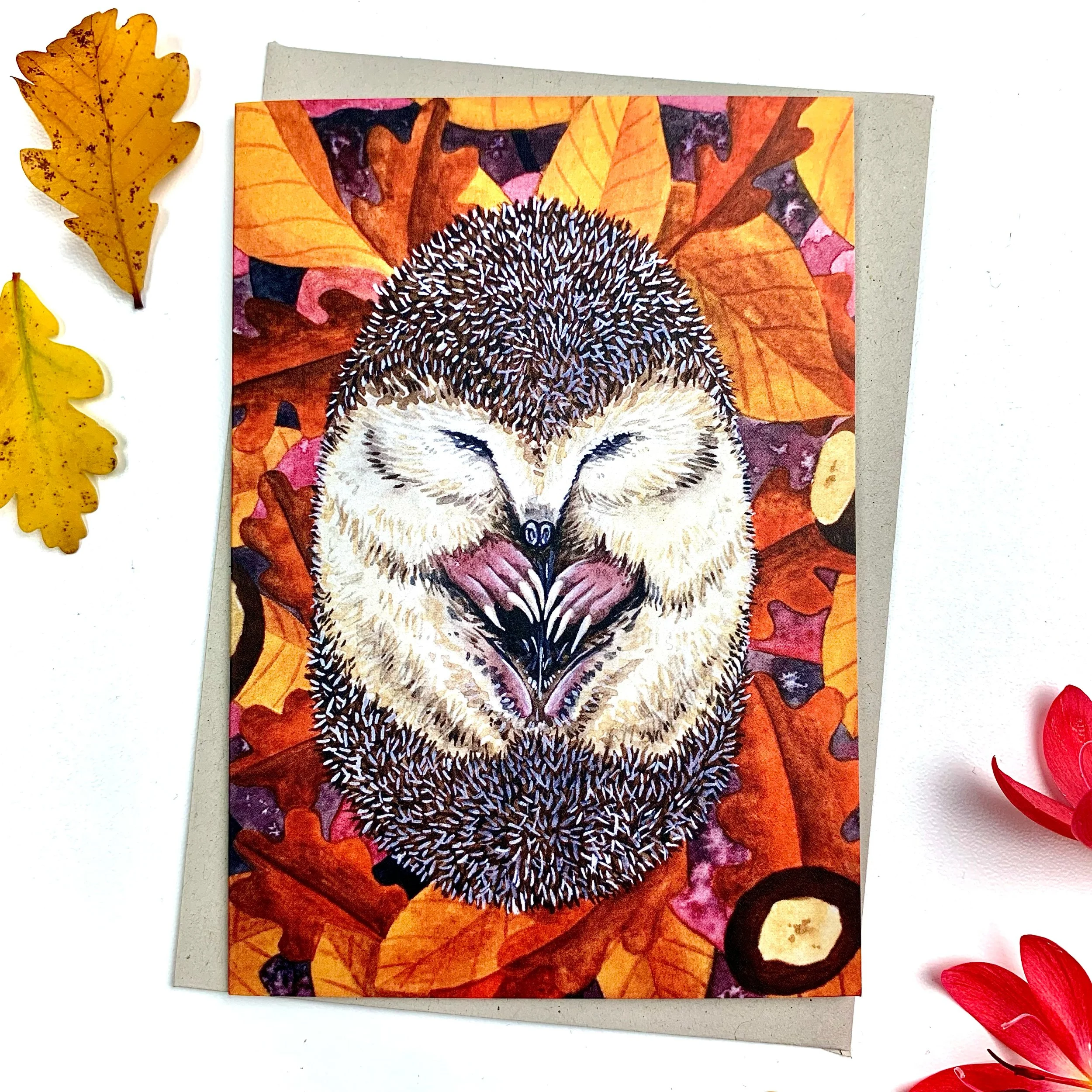 Sleeping Hedgehog Watercolour Card