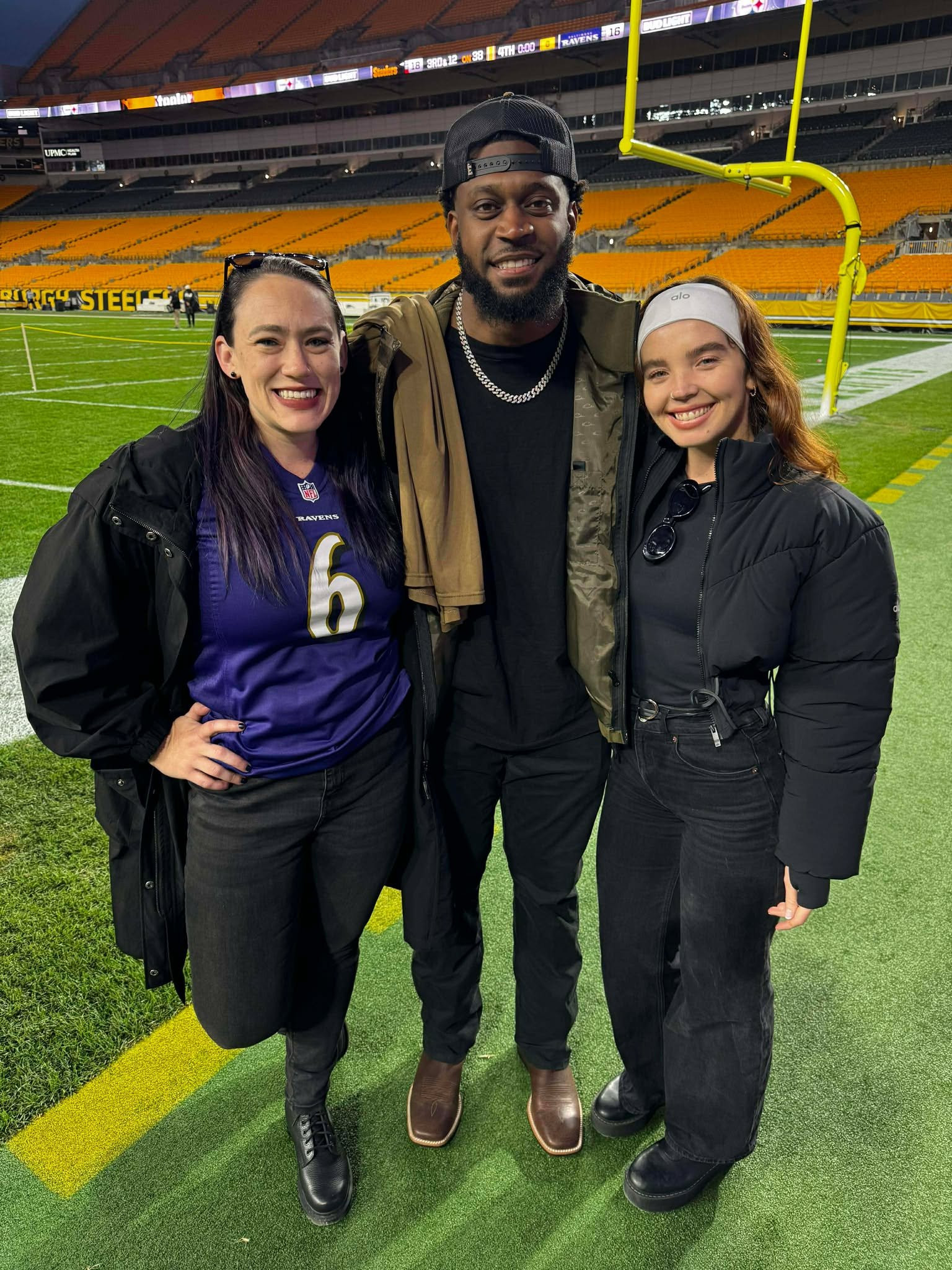 Caty and Kari with Patrick Queen