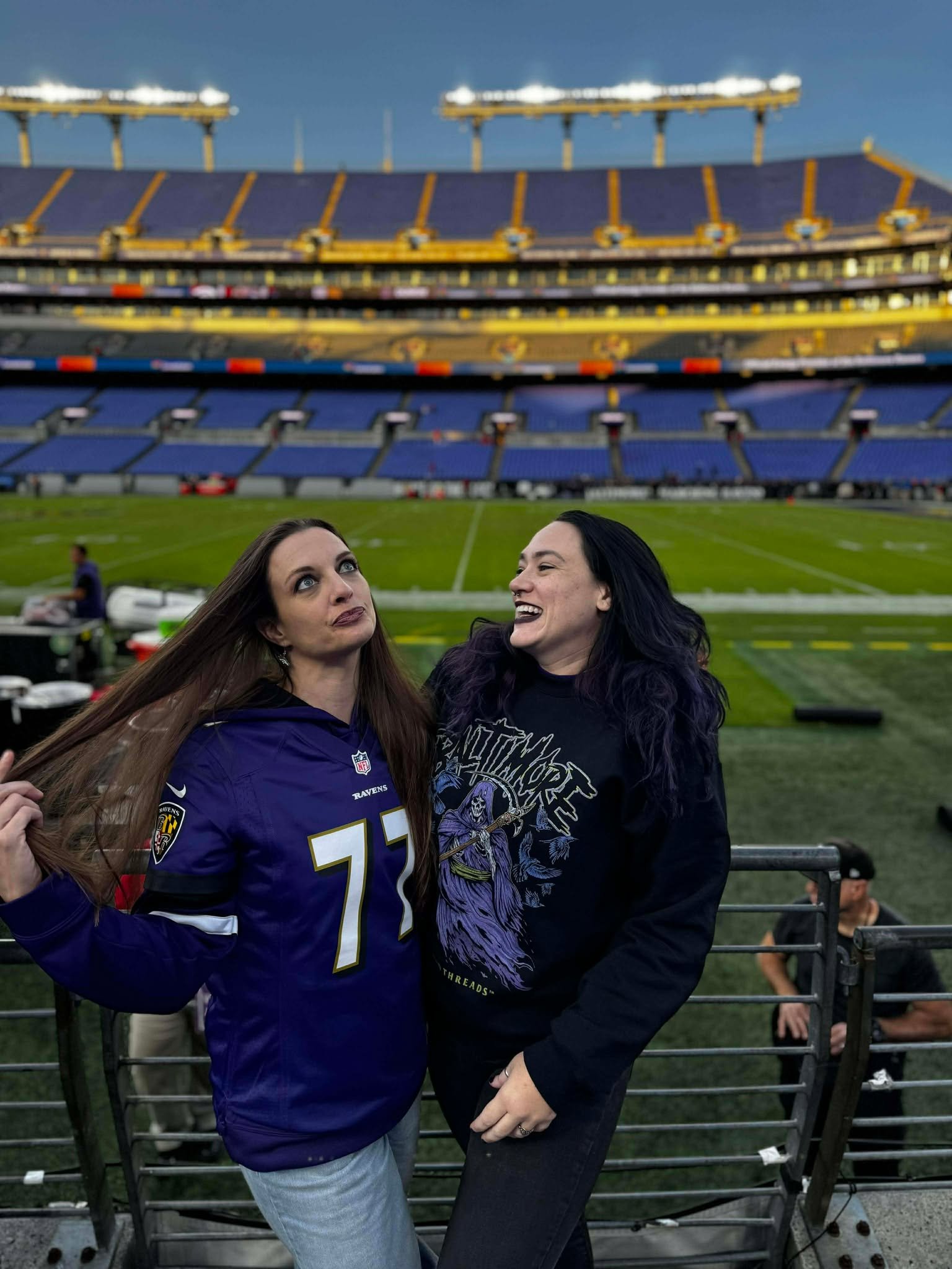 Enjoying a much needed rest at a Ravens Game