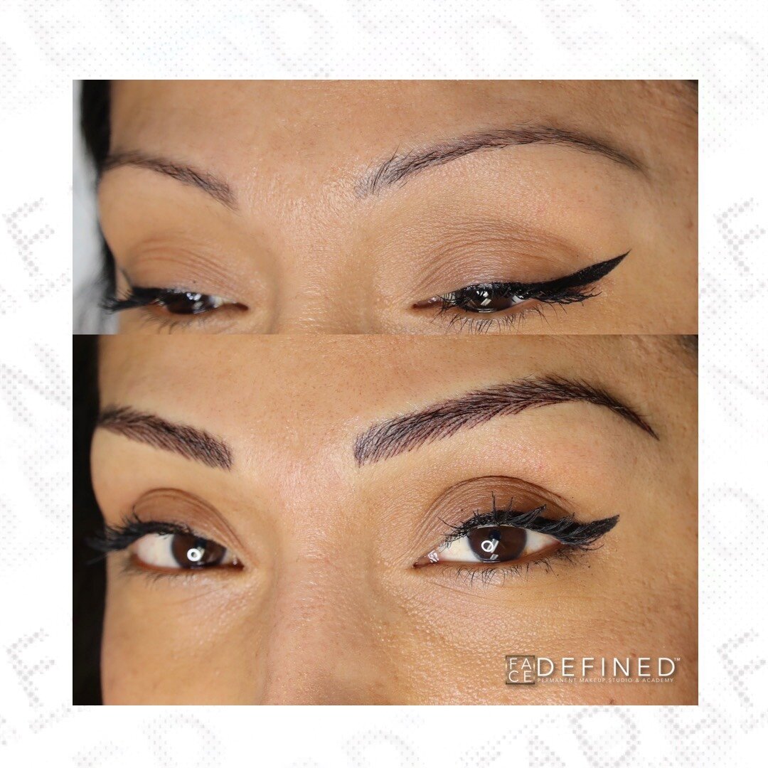 Nano Brows makes it easier to allow both hairstrokes and shading at the same time allowing for a better healing result. We were able to work with this client to thicken up her existing brow and can&rsquo;t wait for her followup to add in more density