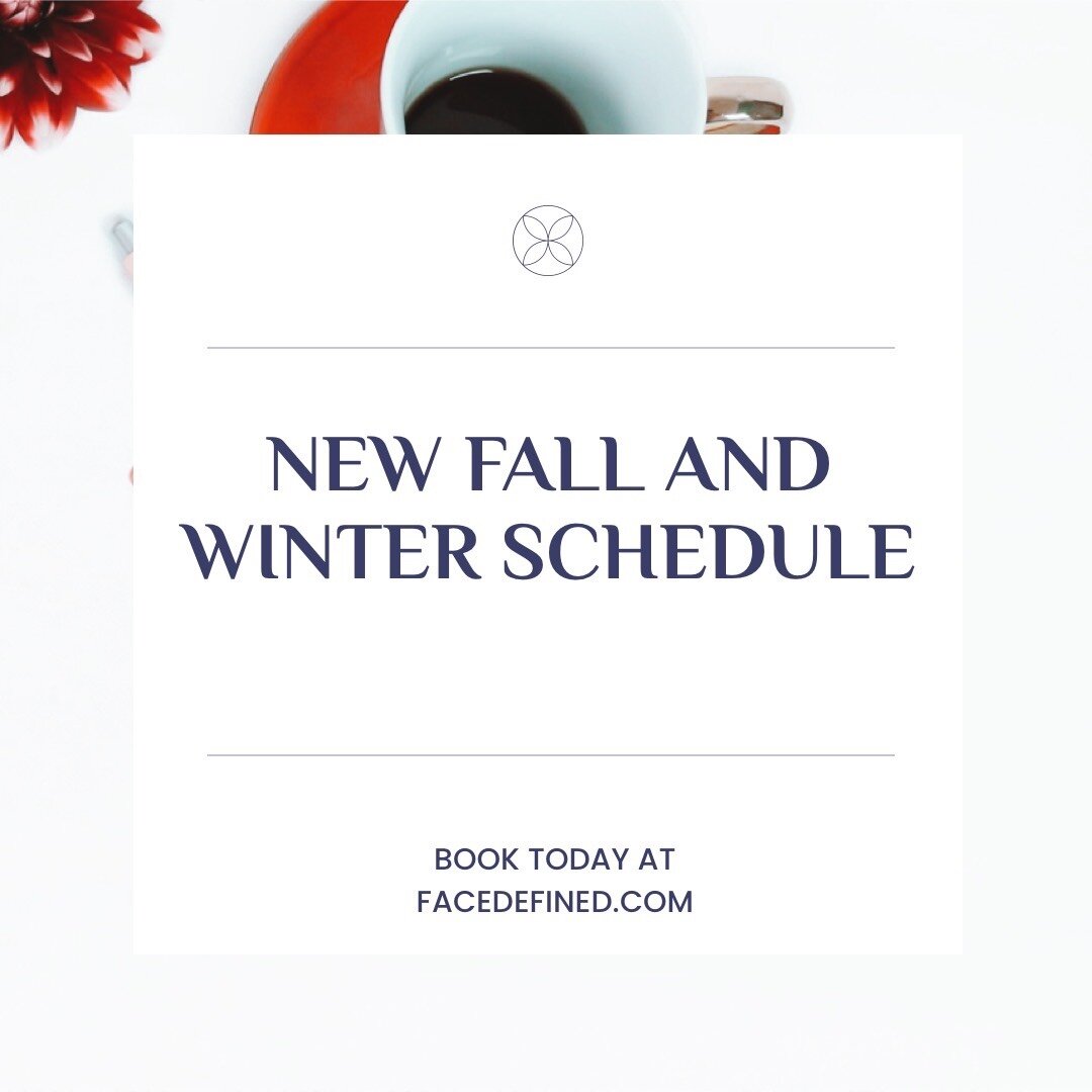 Fall/Winter is upon us and we have a new schedule. We tend to lighten the load during the holidays to prevent possible rescheduling conflicts due to cold month sicknesses. This has helped us to fit clients in where we can if we get sick and also help