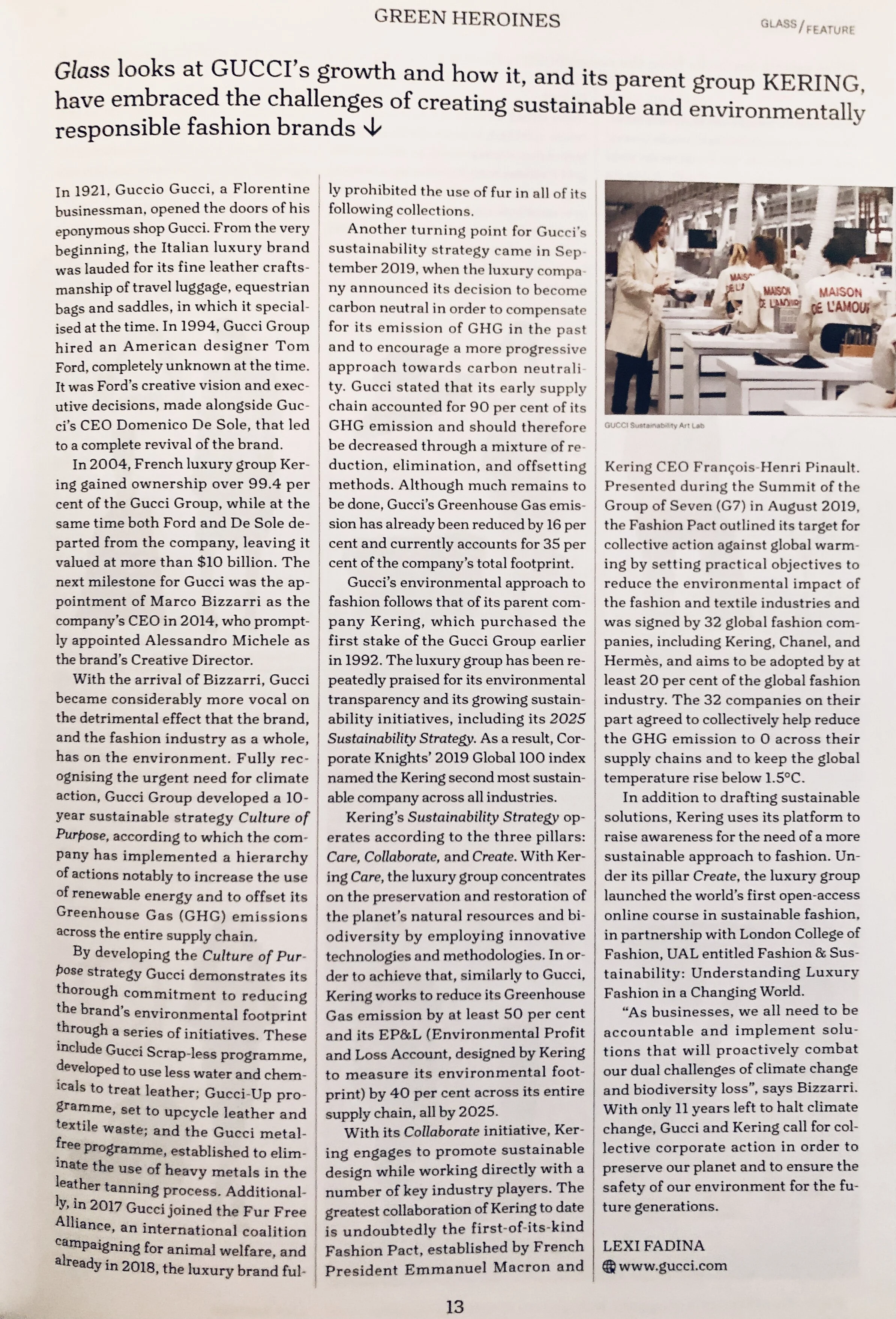 Glass: Gucci's Sustainability