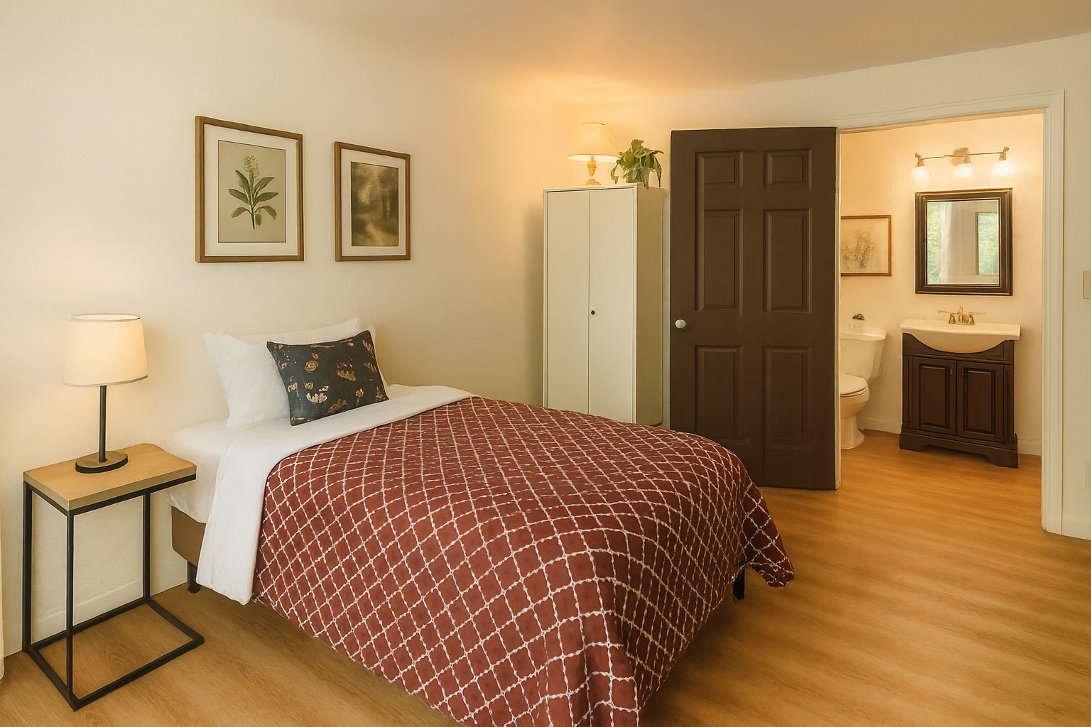 Bedroom 1 with full bathroom access