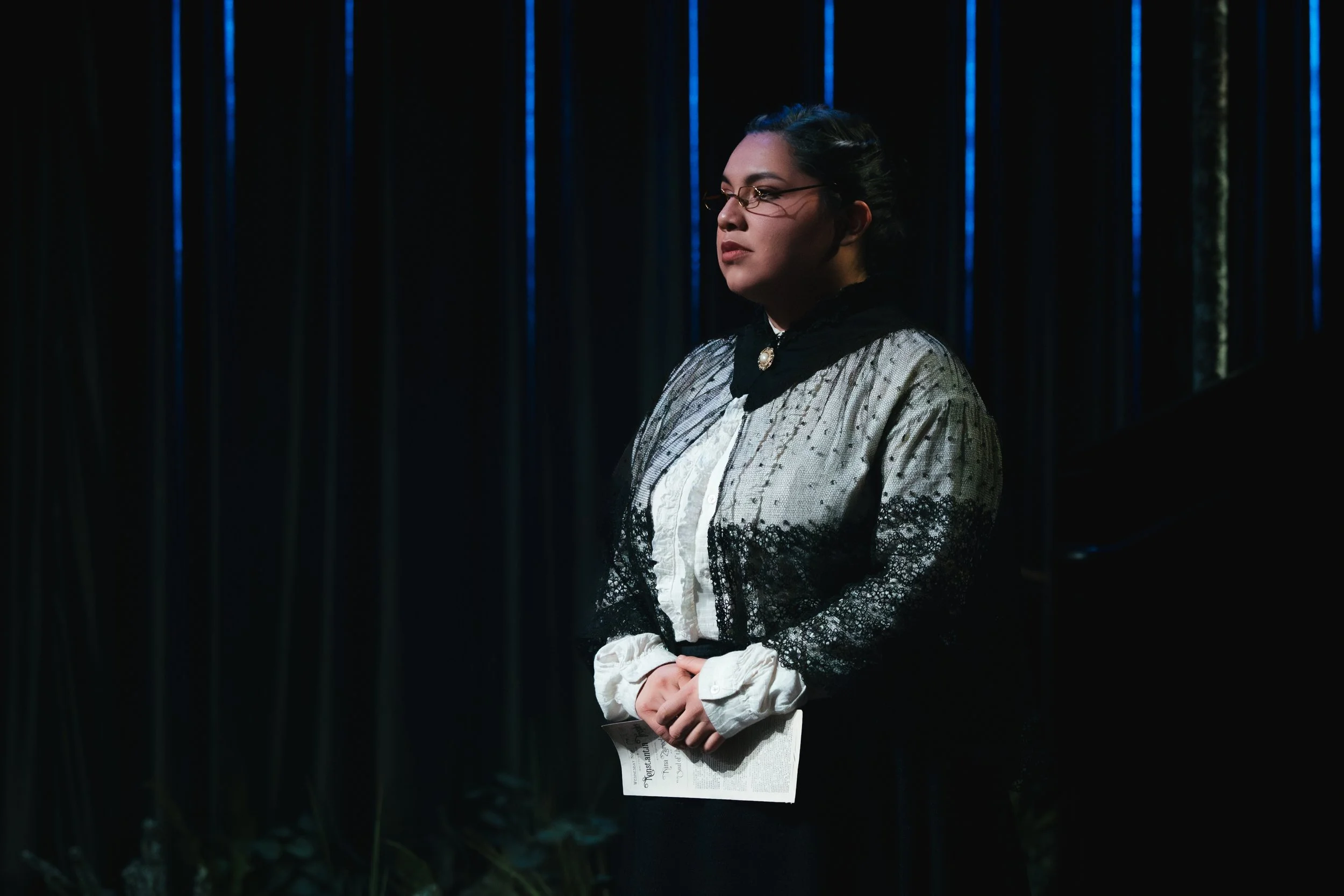 Creative Team:
Directed by Sebastián Bravo Montenegro
Scenic Design by Porter Lance
Costume Design by Nour Afifi
Lighting Design by Marley Keith
Sound Design by Gideon Hall
Stage Manager: Aly Lubiens

Photos by Sunny Martini, permission granted to us