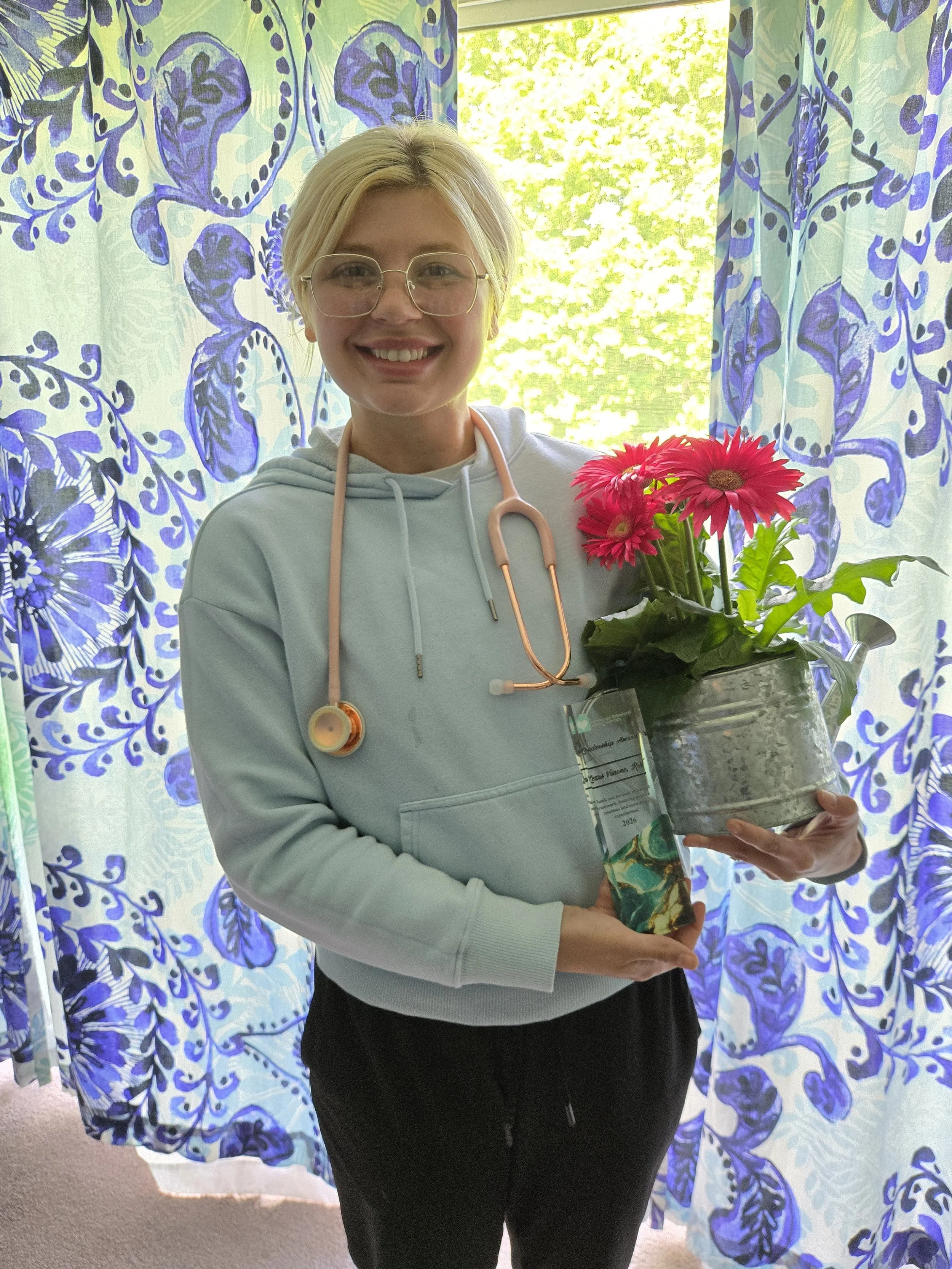 Amazing job!  CBNS Leadership Award Recipient celebrates during Nurses Week
