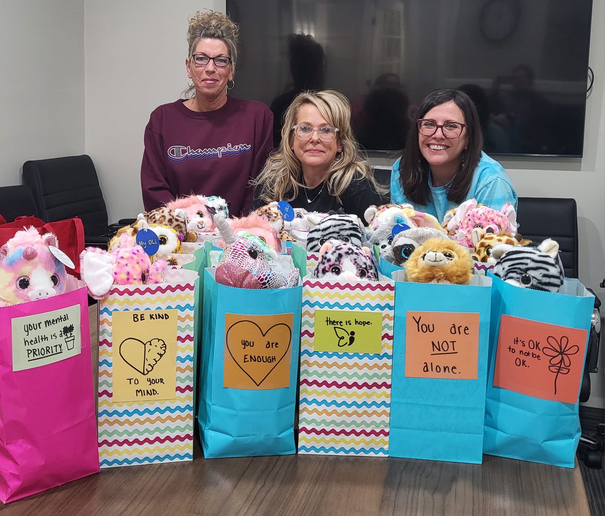 CBNS team members made fun bags to give to patients at Akron Children's Hospital 