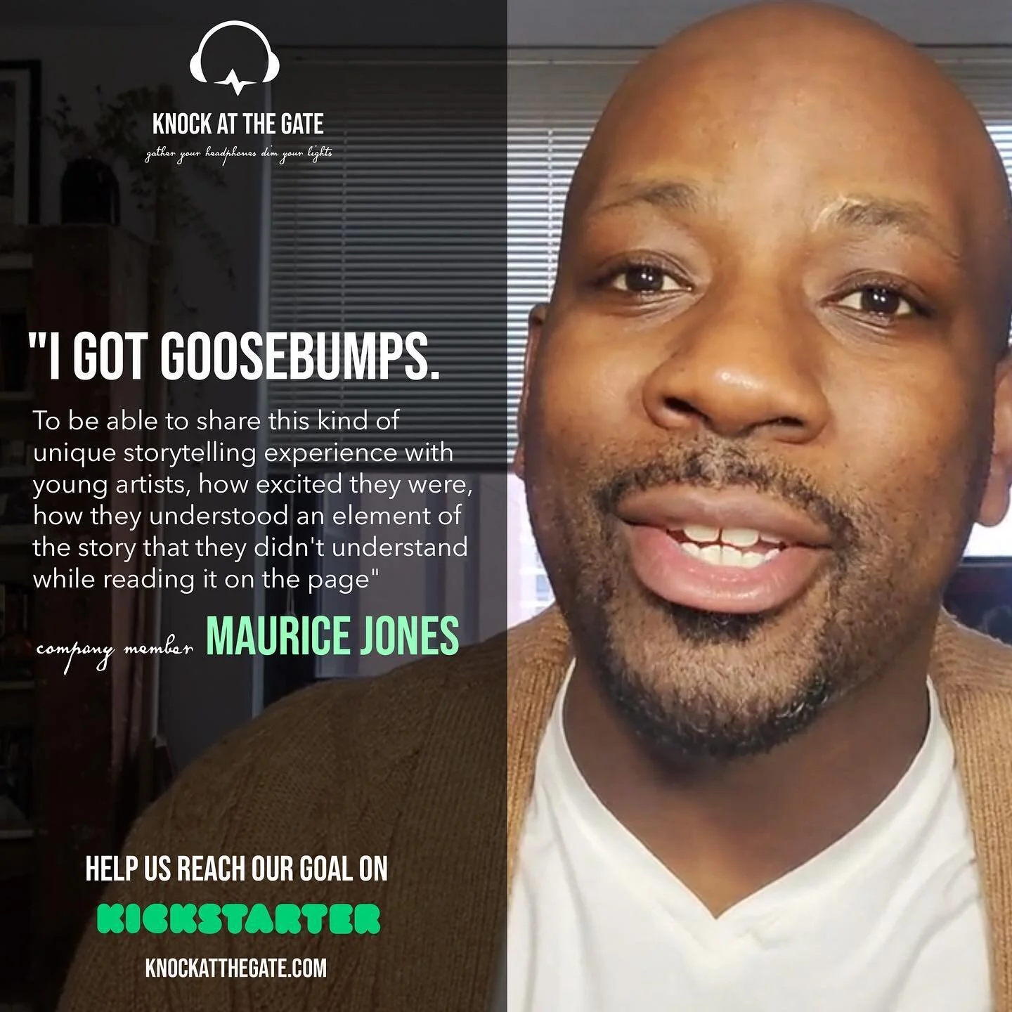 Why support Knock at the Gate? Here's Broadway's Maurice Jones, esteemed performer, teaching artist, and Knock at the Gate company member, on the value of your donation.

Our sincerest thanks to Noble friends far and wide who've helped us reach 60% o