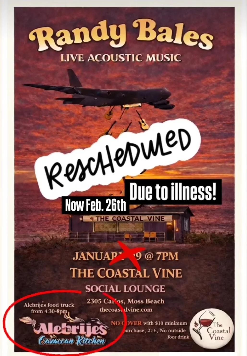 Music Canceled, Rescheduled on 2/26