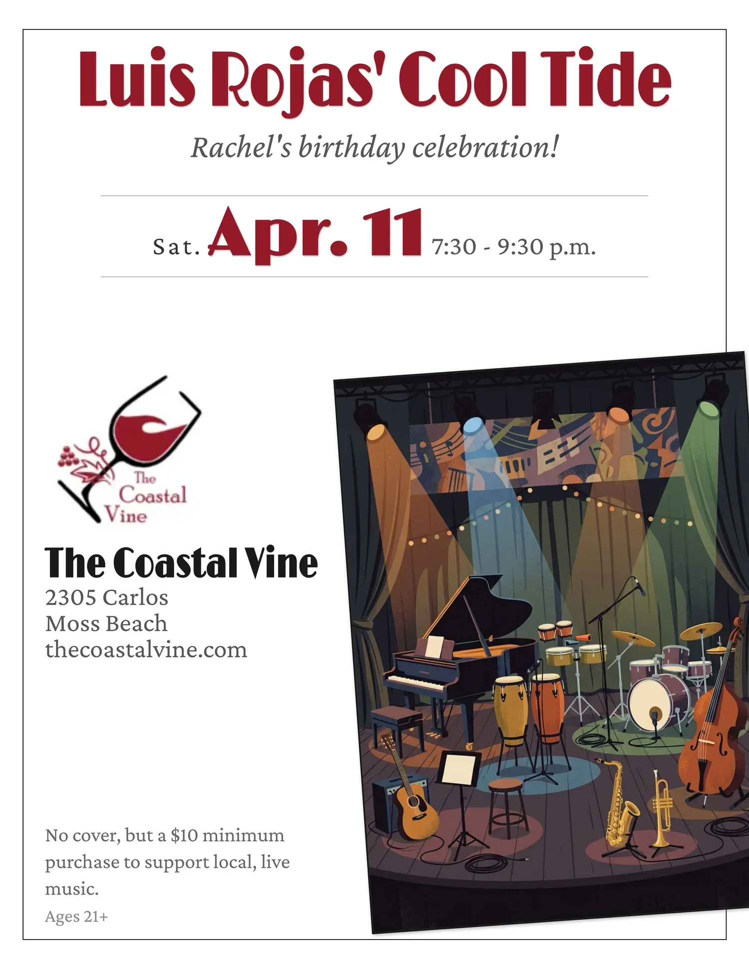Rachel's Birthday Celebration w/ Luis Rojas Cool Tide Jazz