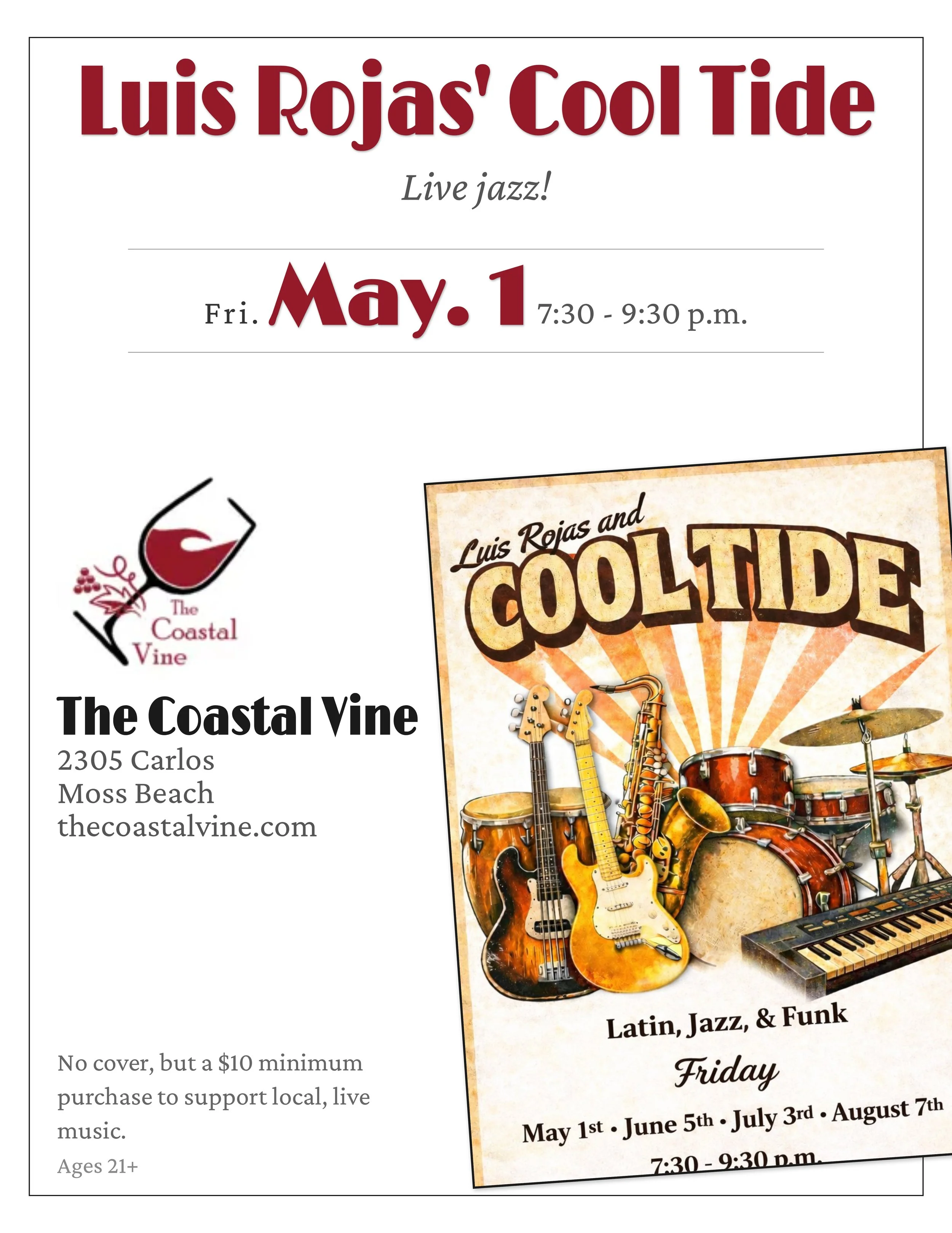 Live Jazz: Luis Rojas’ Cool Tide 