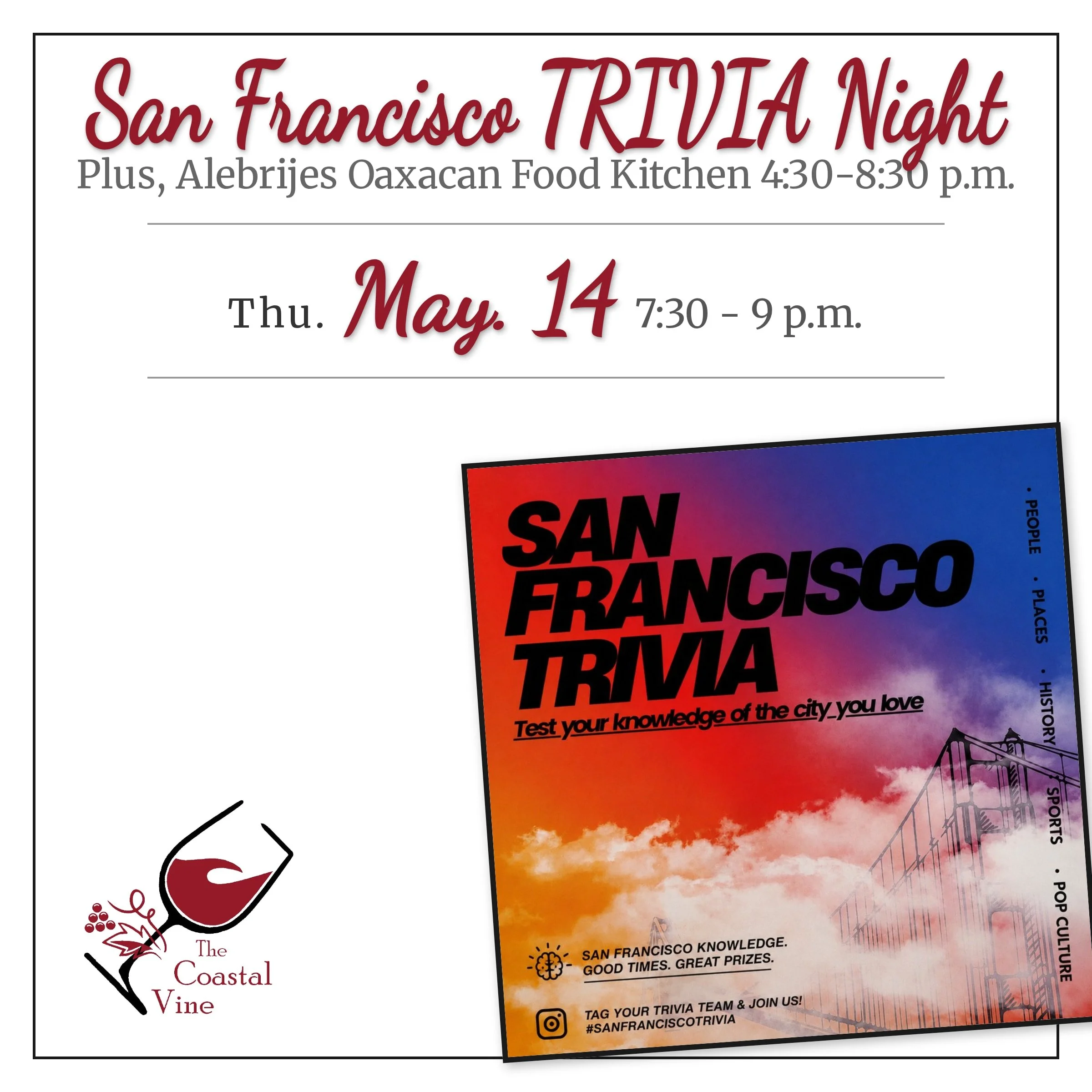 San Francisco Trivia Night: Joined by Alebrijes Oaxacan Food Truck (4:30 - 8:30 p.m.)