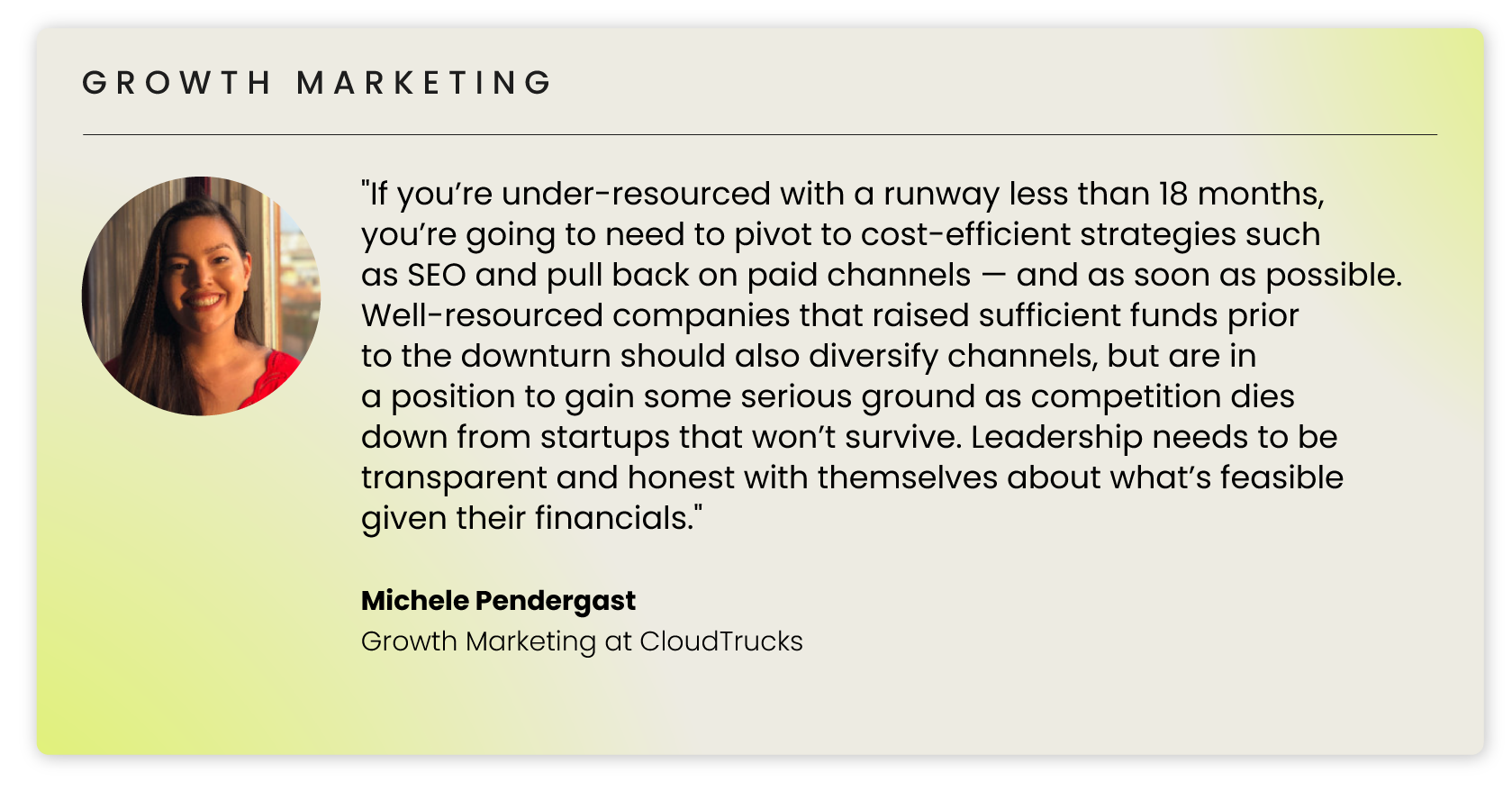 Michele Pendergast, Growth Marketing at CloudTrucks (Copy)