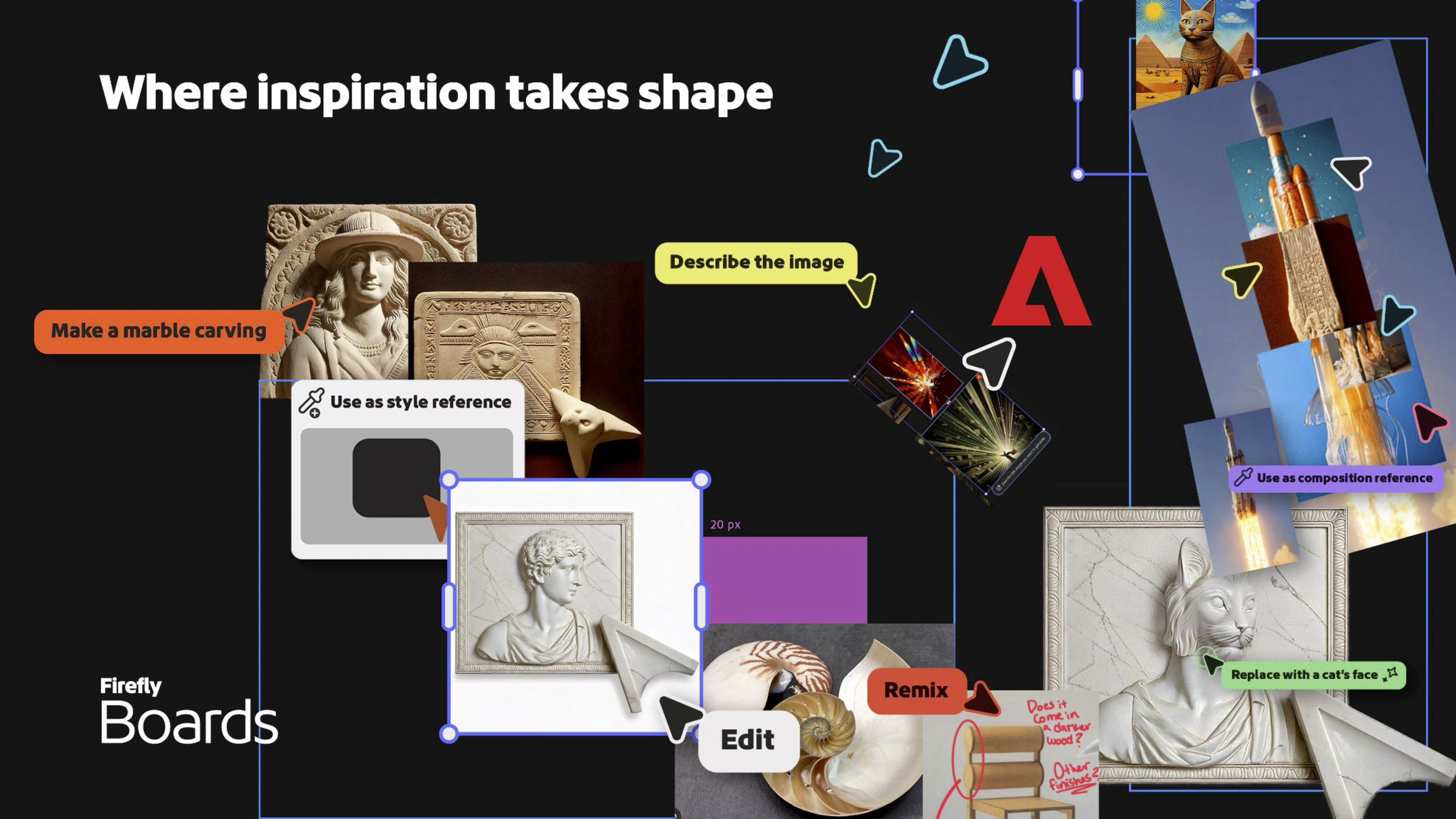 Adobe: Where Inspiration Takes Shape <span> Creative Direction, Copywriting, Tagline </span>