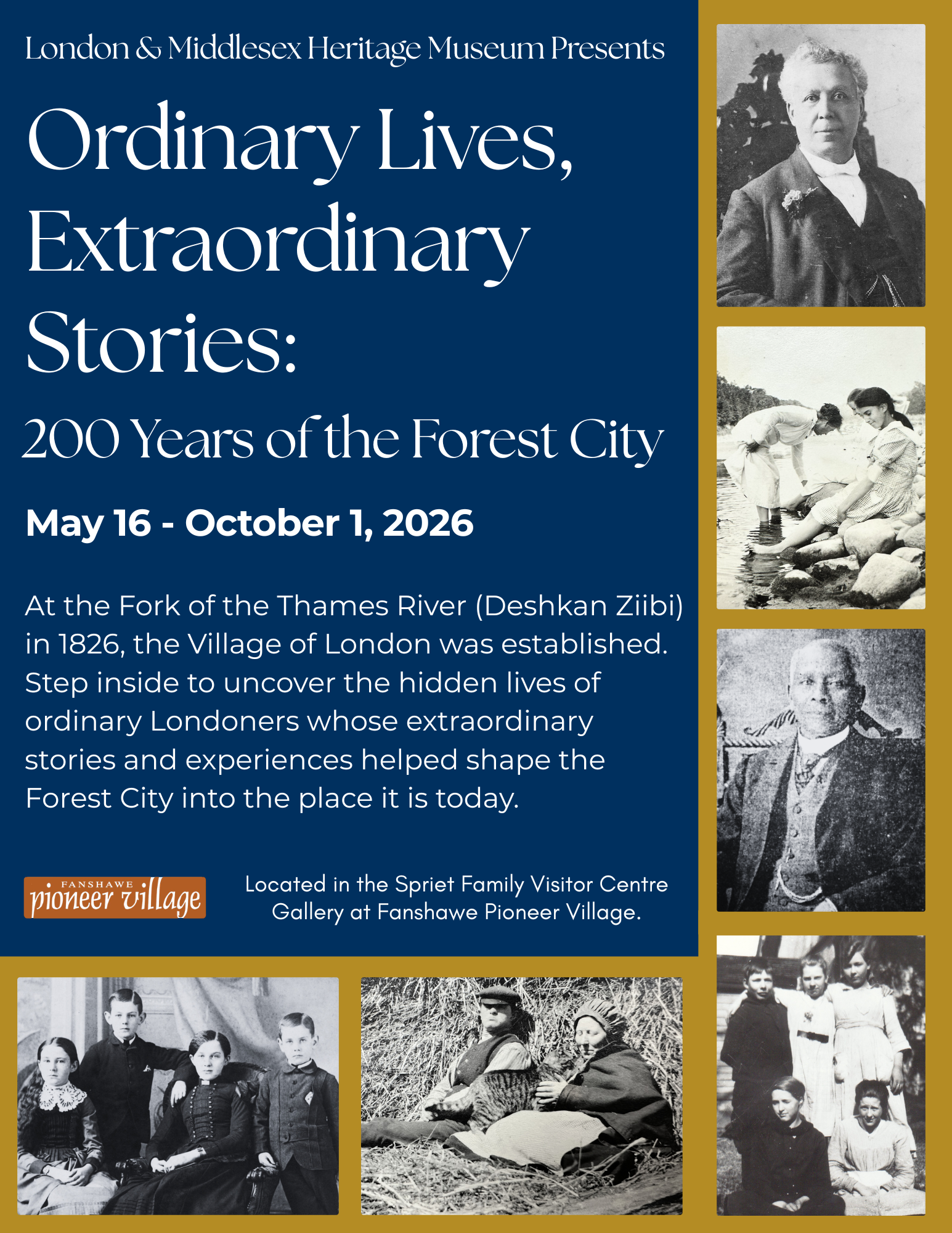 Poster for the 2026 London Bicentennial Exhibit at Fanshawe Pioneer Village.
