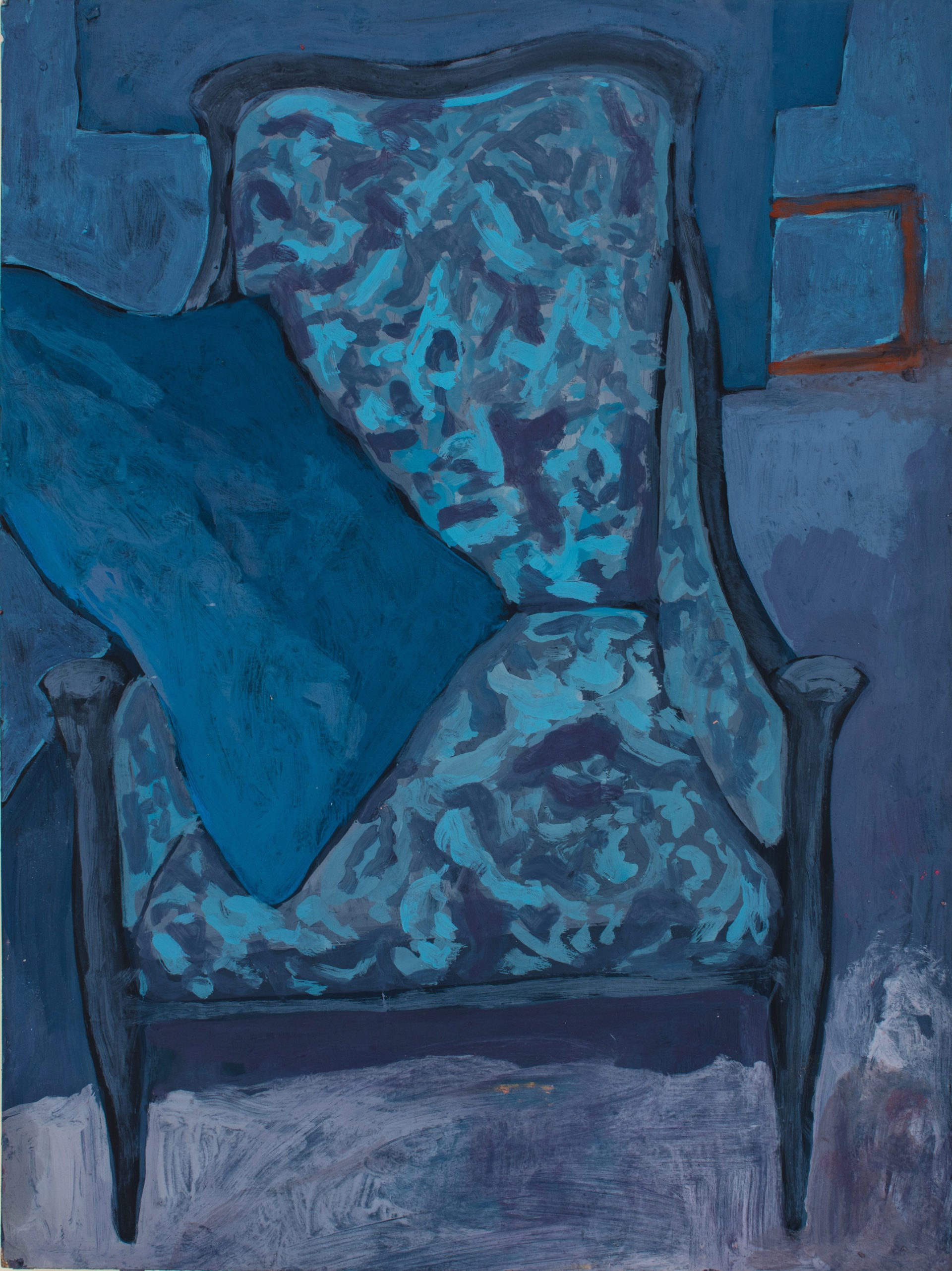   Blue Chair ,  gouache on paper, (40.6 x 30.5) 2022 