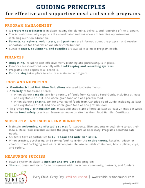 Guiding Principles — Child Nutrition Council of MB