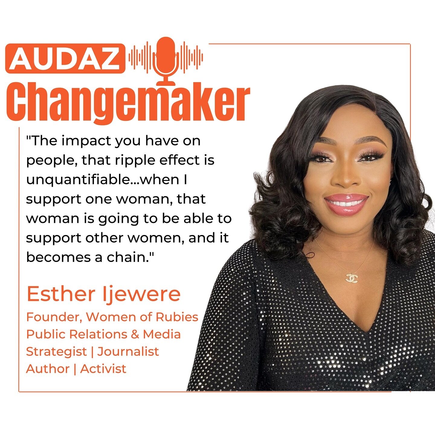 Meet @estherijewere a multi-award-winning journalist, entrepreneur, activist, and brand influencer. Through her @womenofrubies_ platform she is advocating for women&rsquo;s empowerment and shining the spotlight on #changemakers everywhere. Listen to 