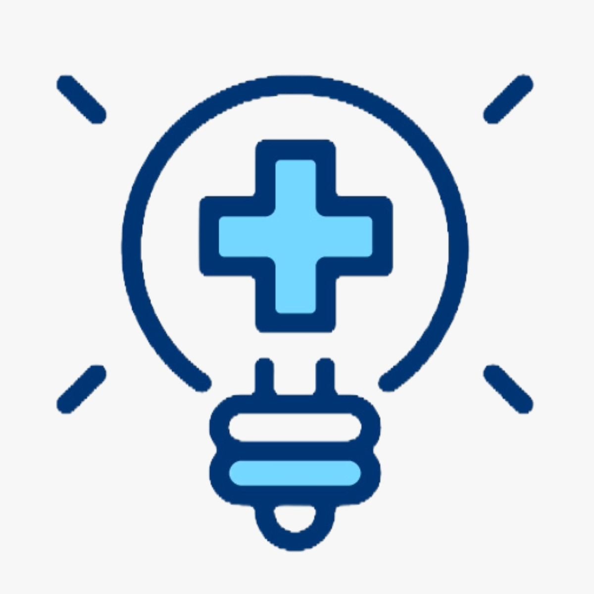 Light bulb icon with a medical symbol in the middle