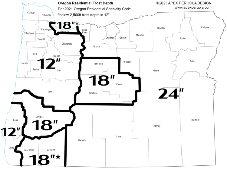 Frost Depth by State for Footing Design Apex Pergola Design