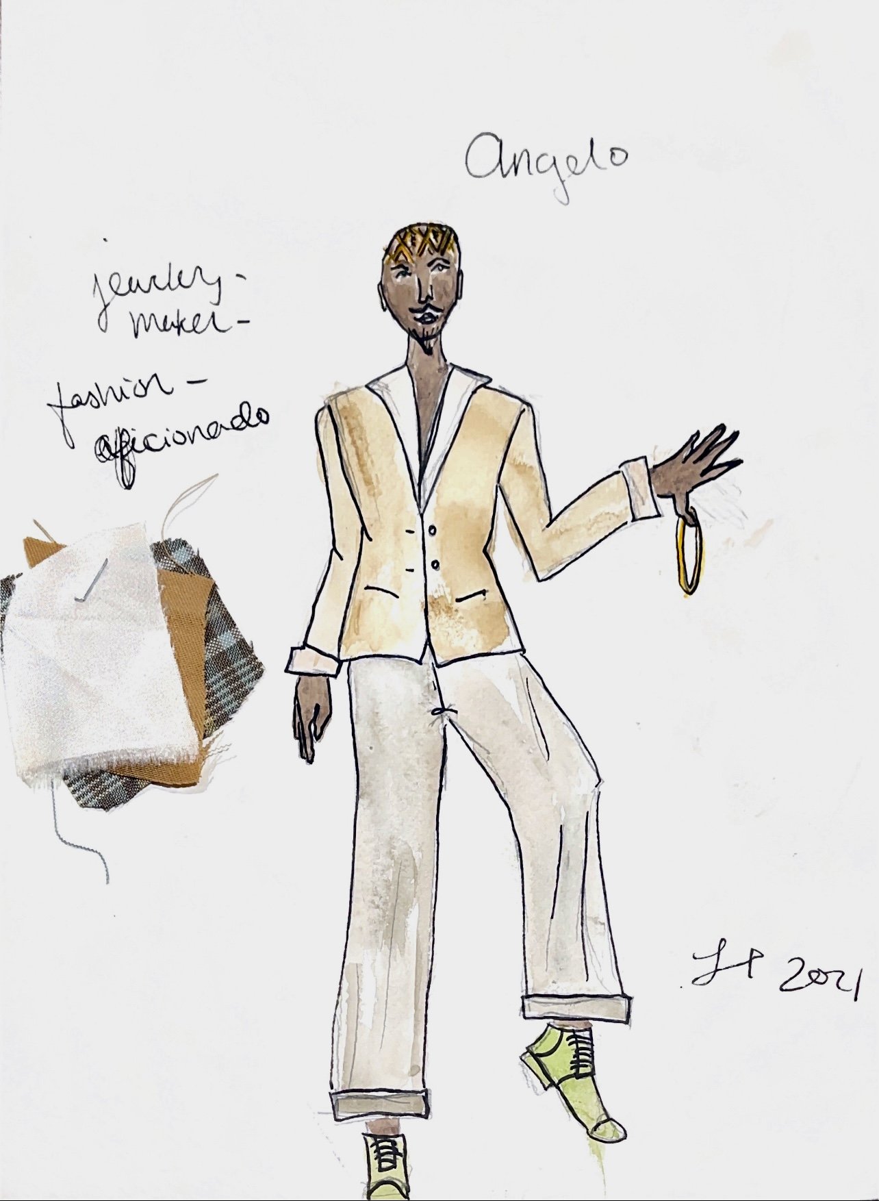 Angelo for Comedy of Errors: Water color, marker, pen. 10/21