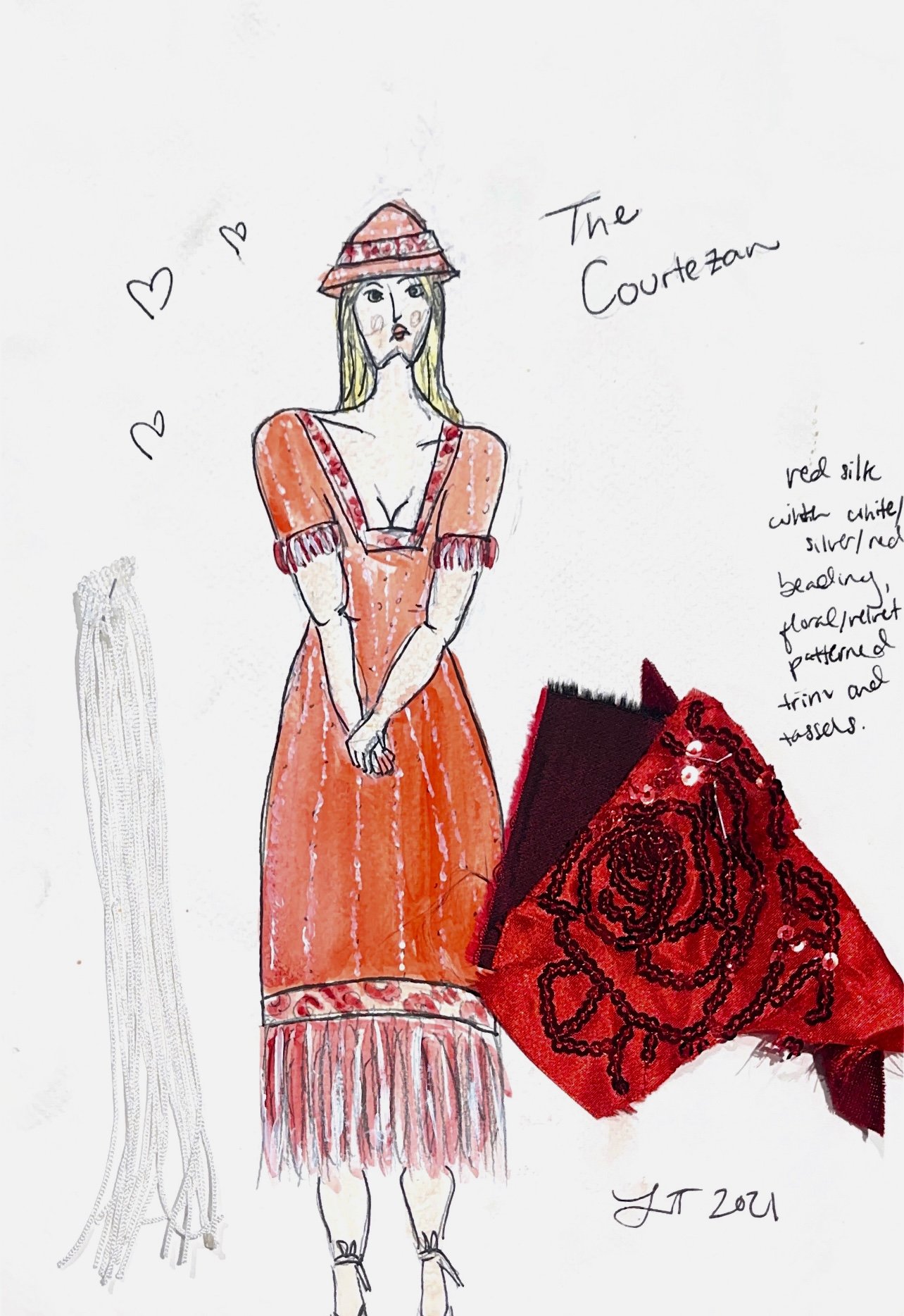 The Courtesan (Luce) for Comedy of Errors: Water color, colored pencil, pen. 10/21