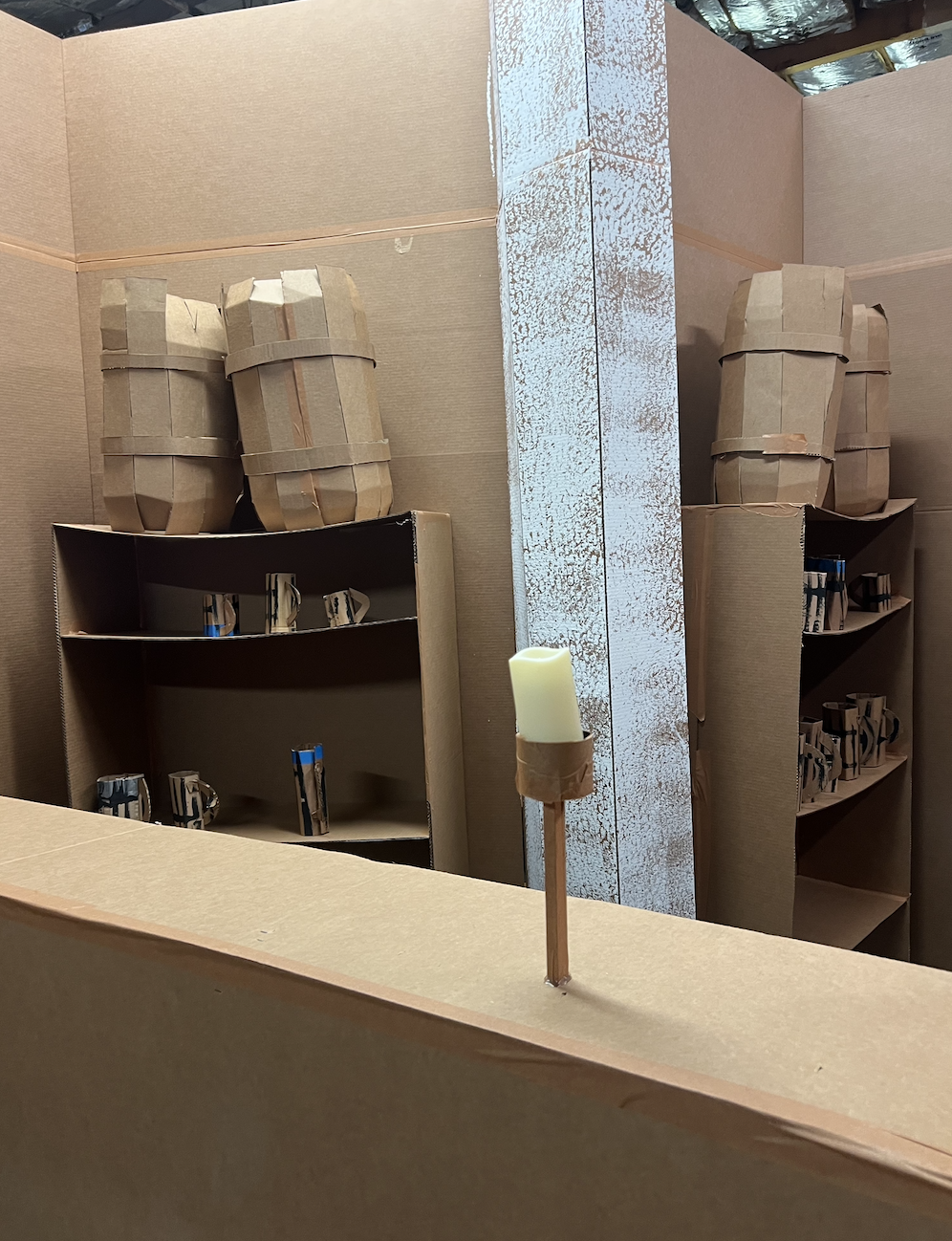 WIP - Kegs, bookshelves for the Prancing Pony pub