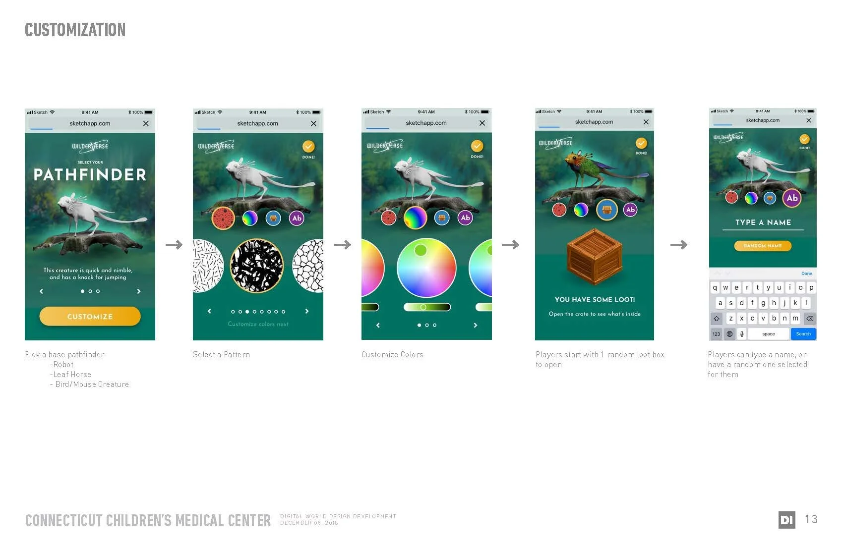 Designing the UI for the customization experience began and adjustments were made to create a system that would work best for a responsive web application - to work on all devices.