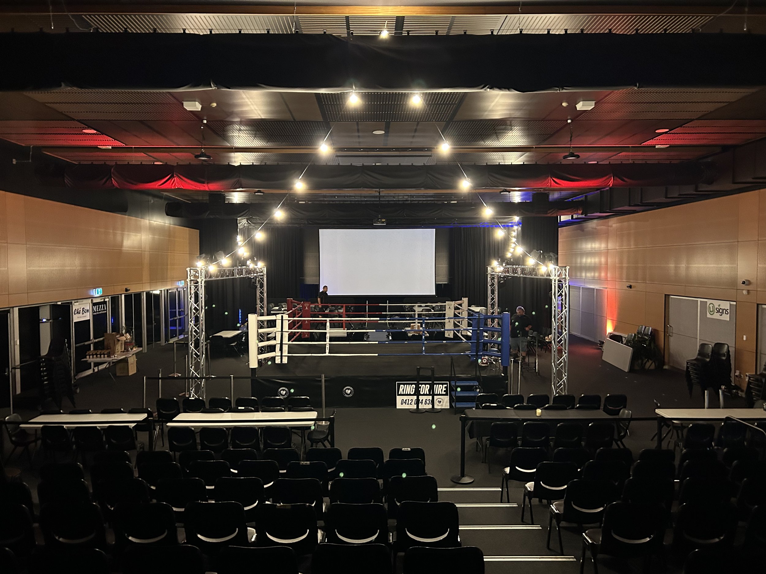Ballina Fight Night - festoon lighting and red lights