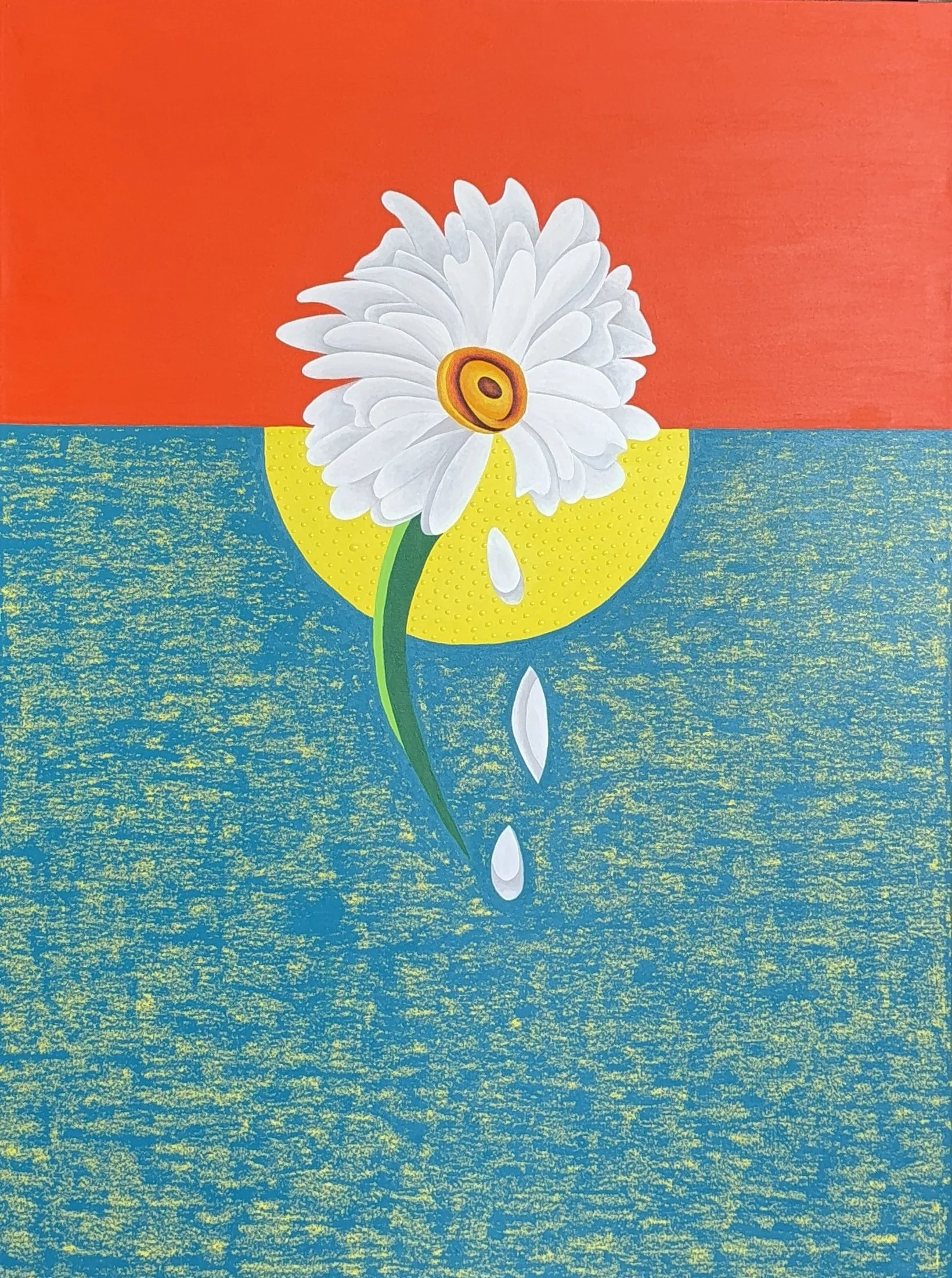 ‘He Loves Me, He Loves Me Not’ Daisy Series (O/Y/T)-36” x 48”