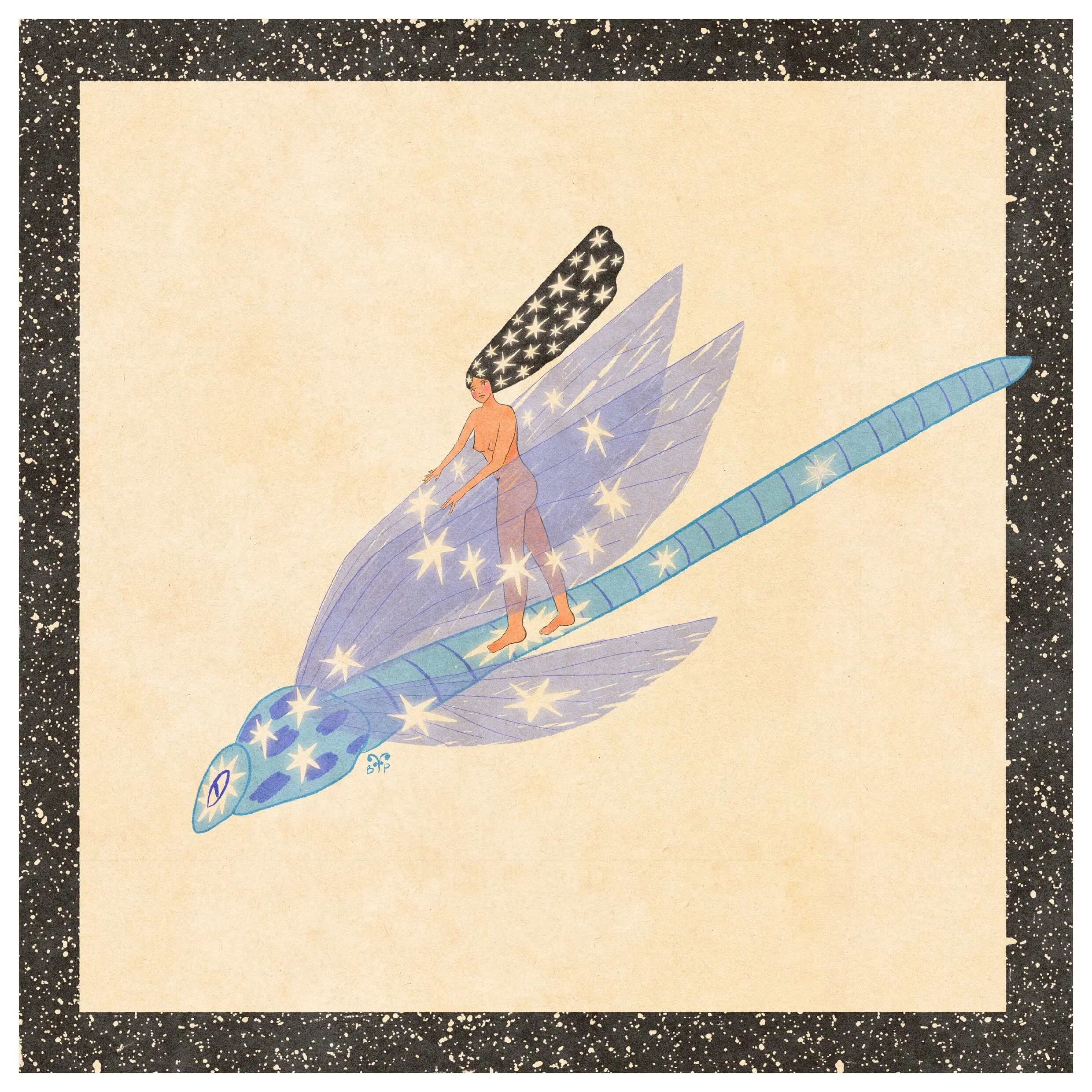 Aquarius Zodiac Astrology Celestial Dragonfly art print.jpg