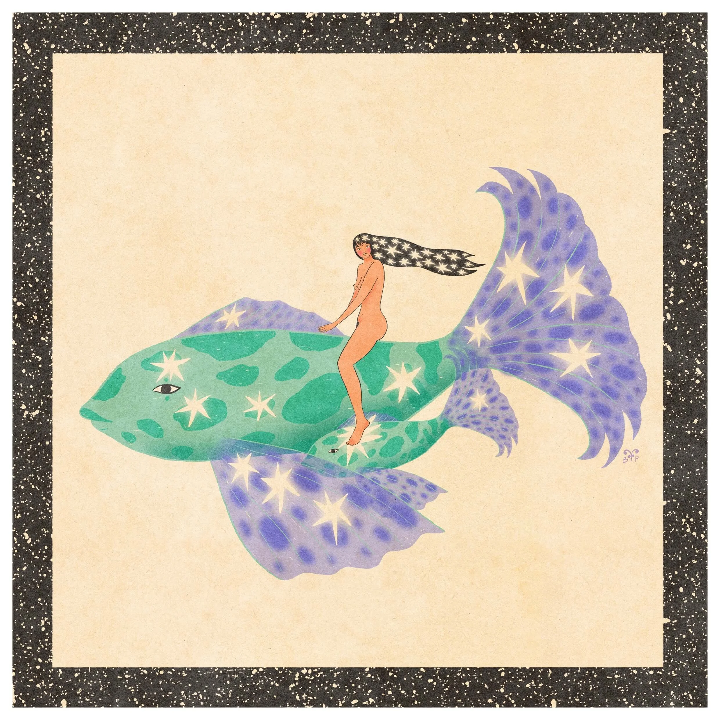 Pisces fish zodiac astrology art print.jpg