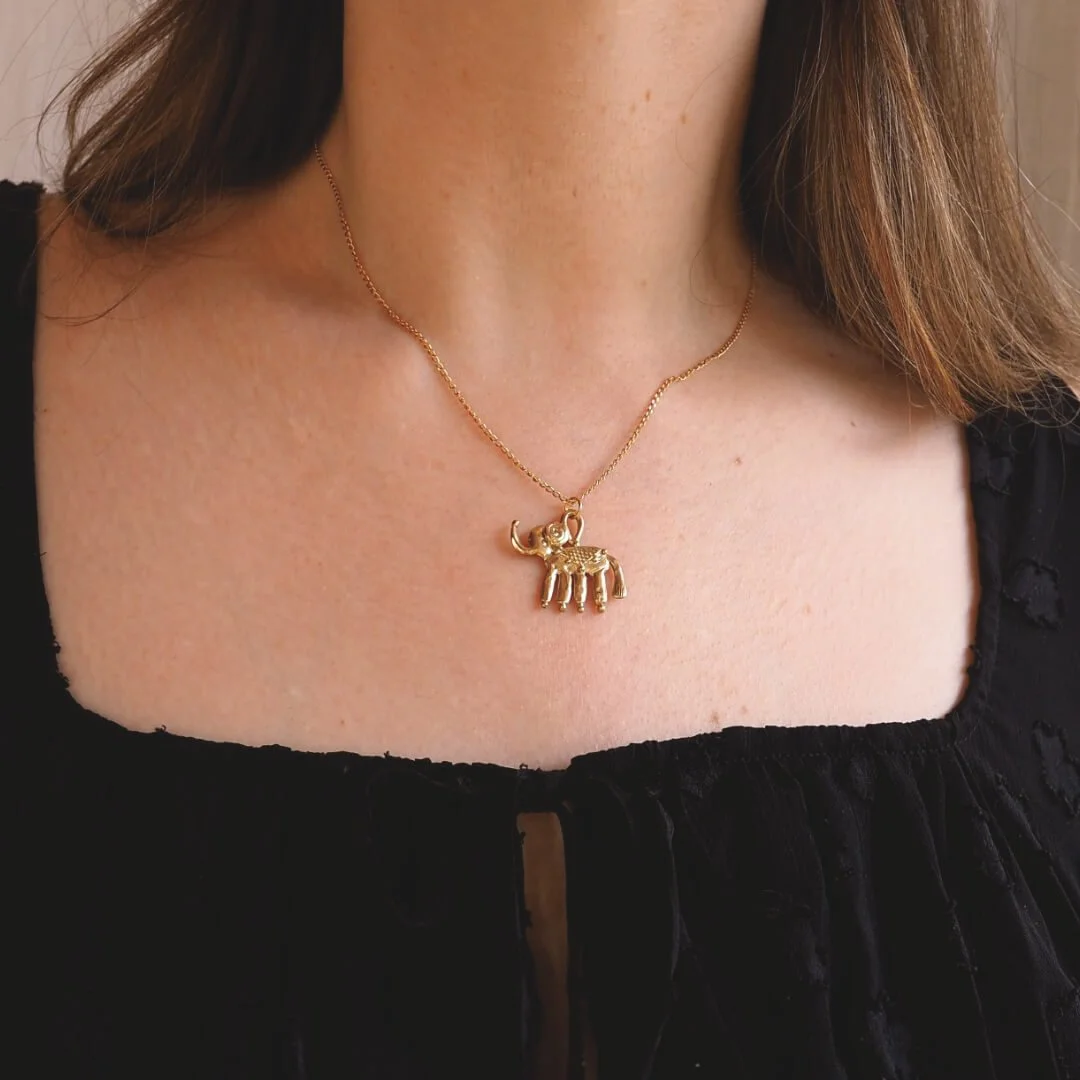 gold elephant necklace bronze sterling silver.jpg