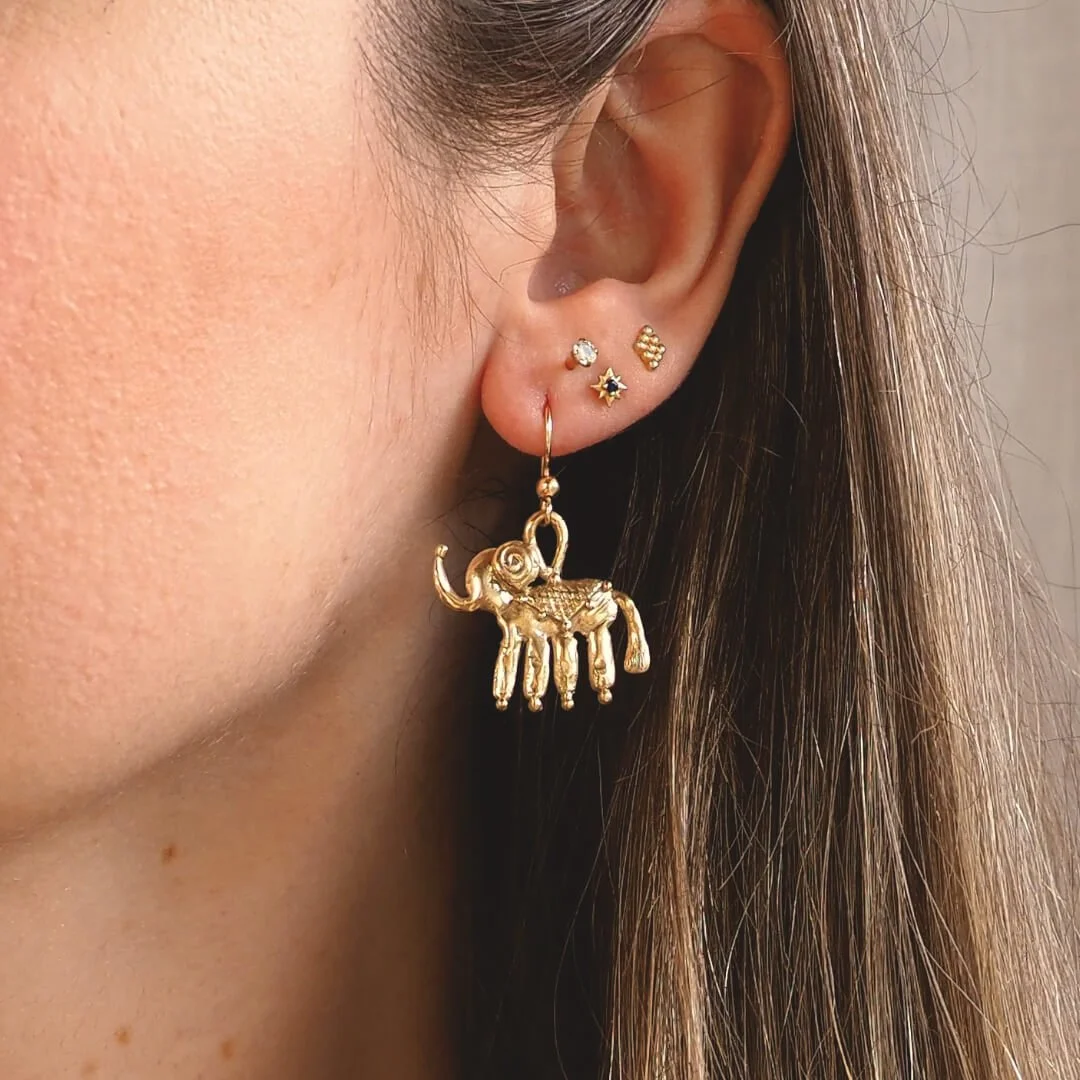 Dreaming elephant earrings in bronze gold .jpg
