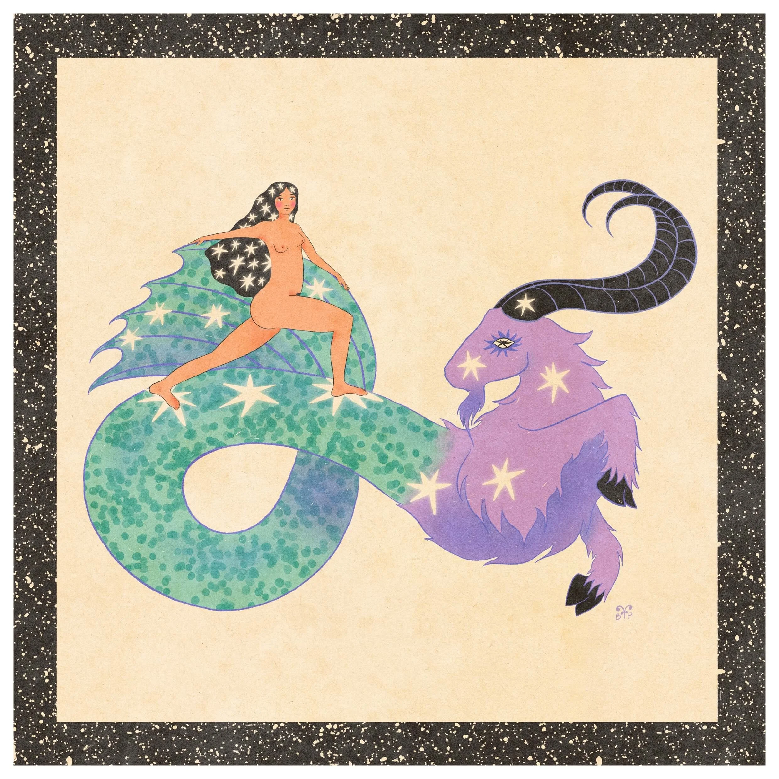Capricorn Goat mermaid zodiac art print.jpg