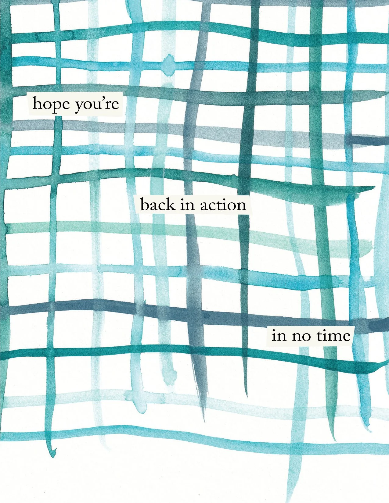 "Back in action" Get Well Soon Card